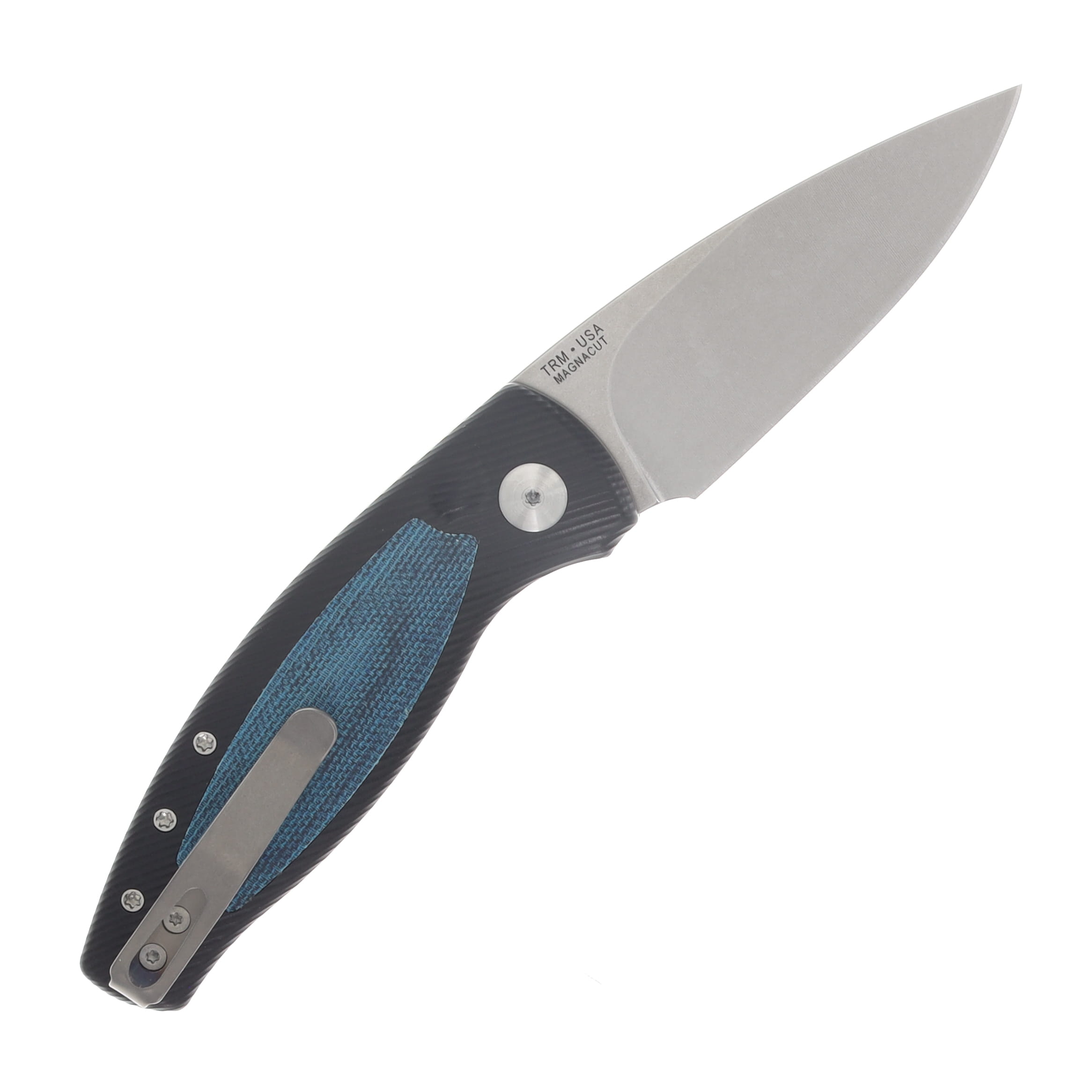 Three Rivers MFG Pit Bull OTS Auto Aluminum W/Blue Denim Micarta Inlay - Magnacut DLR-PB-AL-MICBDM View 2
