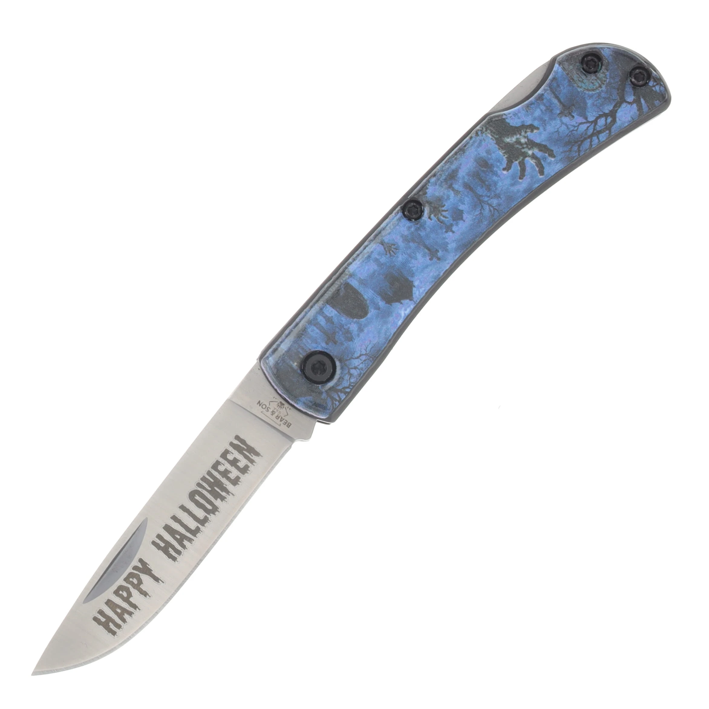 Bear & Son SMKW Exclusive Halloween 2026 Dead Rising Small Farmhand Lockback Folding Knife UV Reflective Graveyard SU137LH26 View 1