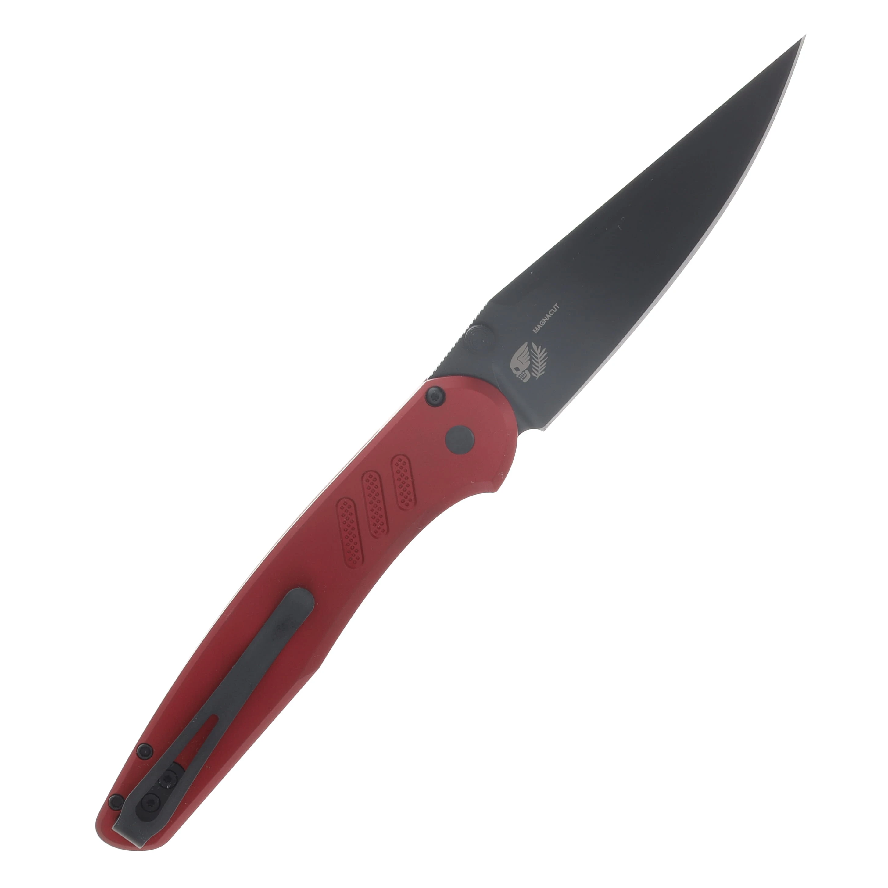 ProTech Avalon Button Lock Folding Knife DLC Magnacut/Red Aluminum PN1103-RED View 2