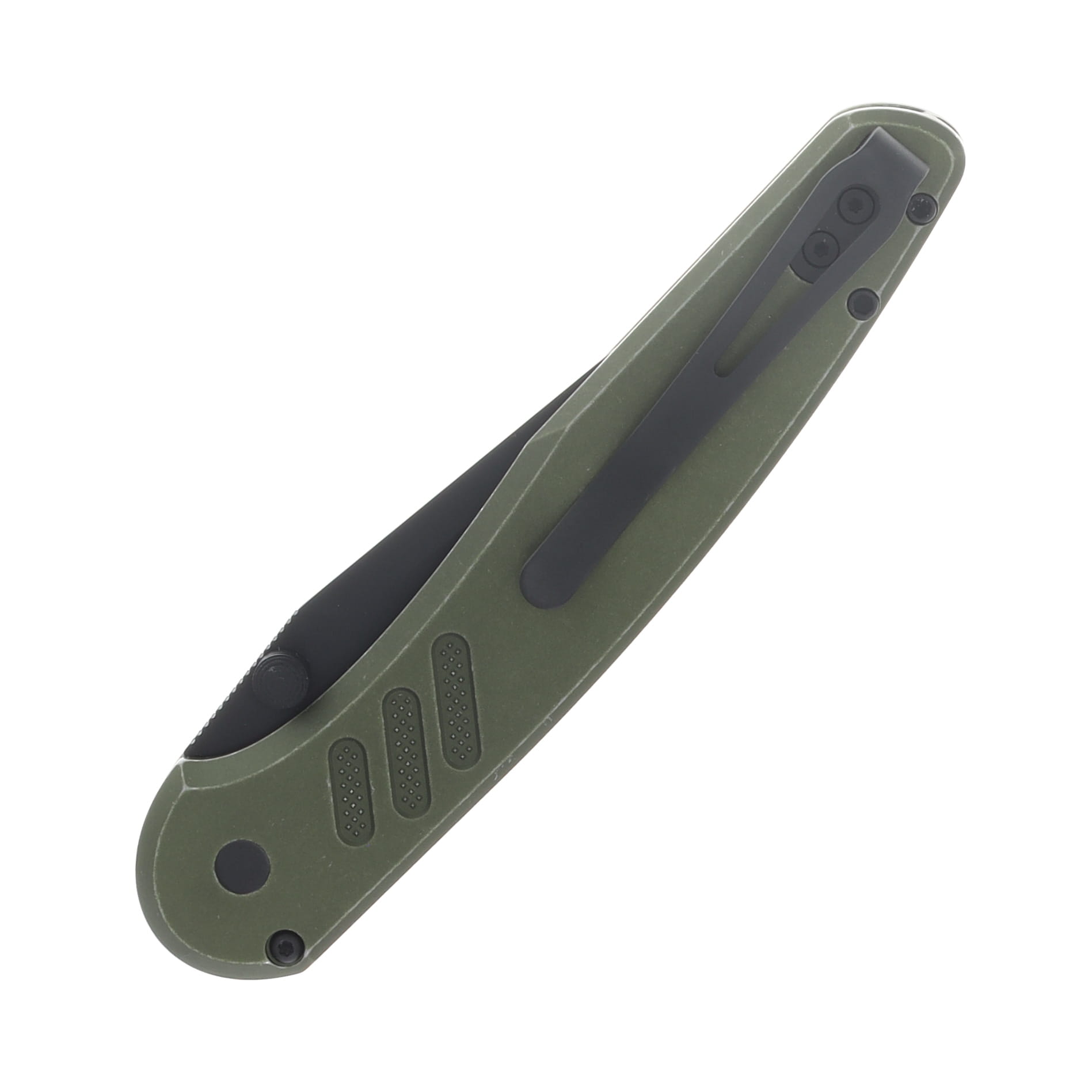 ProTech Avalon Button Lock Folding Knife DLC Magnacut/Battleworn Green Knurled Aluminum PN1103-BW GREEN View 6