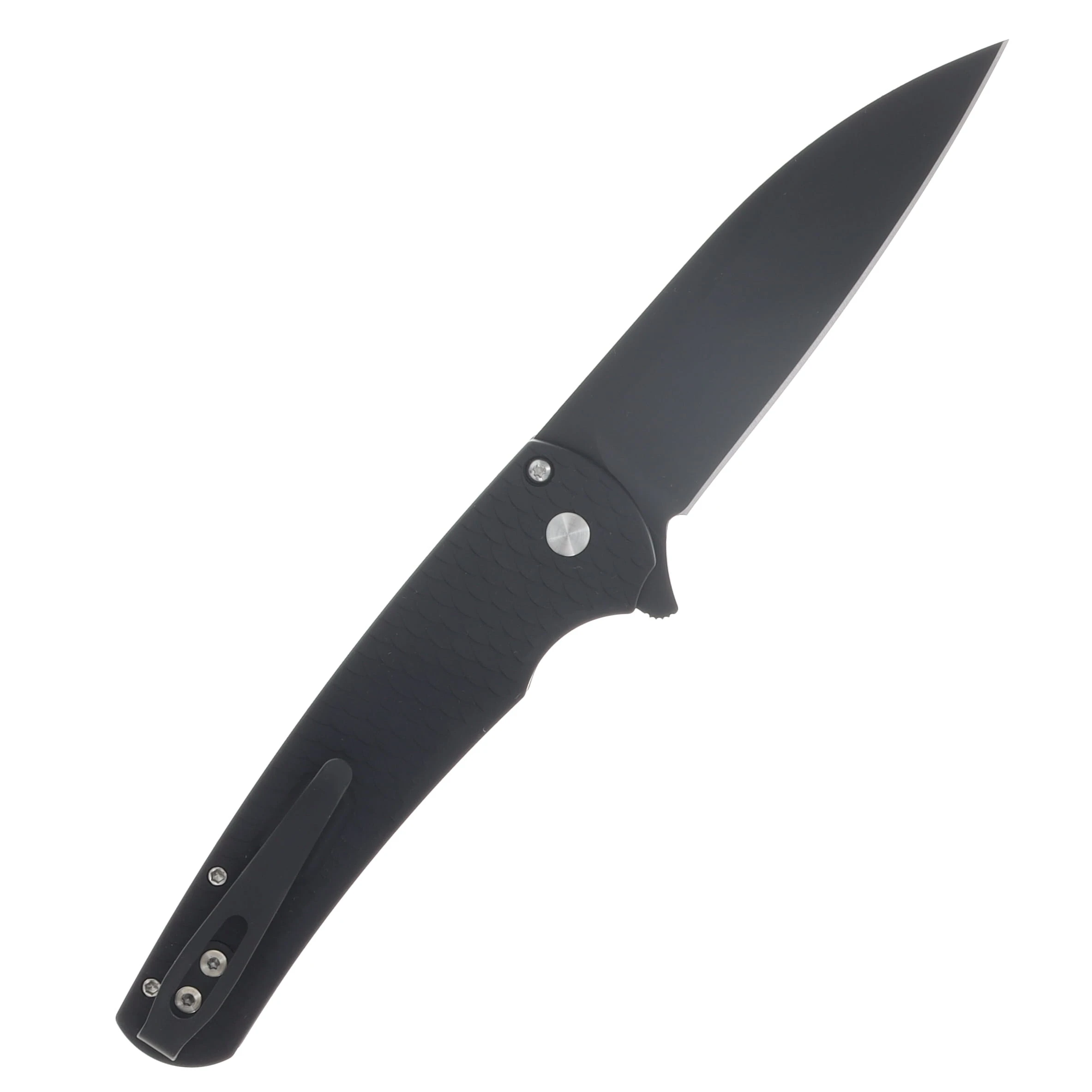 ProTech Malibu Button Lock Folding Knife DLC Magnacut Wharncliffe/Textured Black Dragon Scale PT5336-LTD View 2