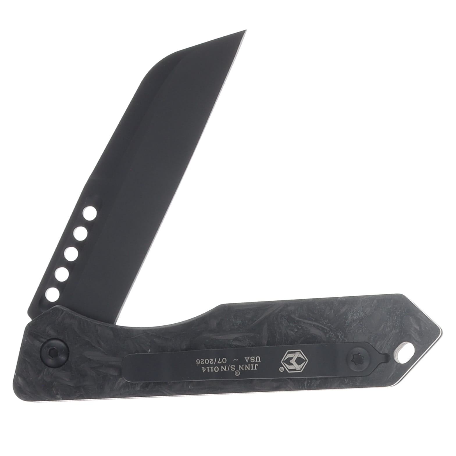 Heretic Jinn Button Lock Folding Knife DLC/Glow In The Dark FatCarbon H213-6A-MGCF View 4
