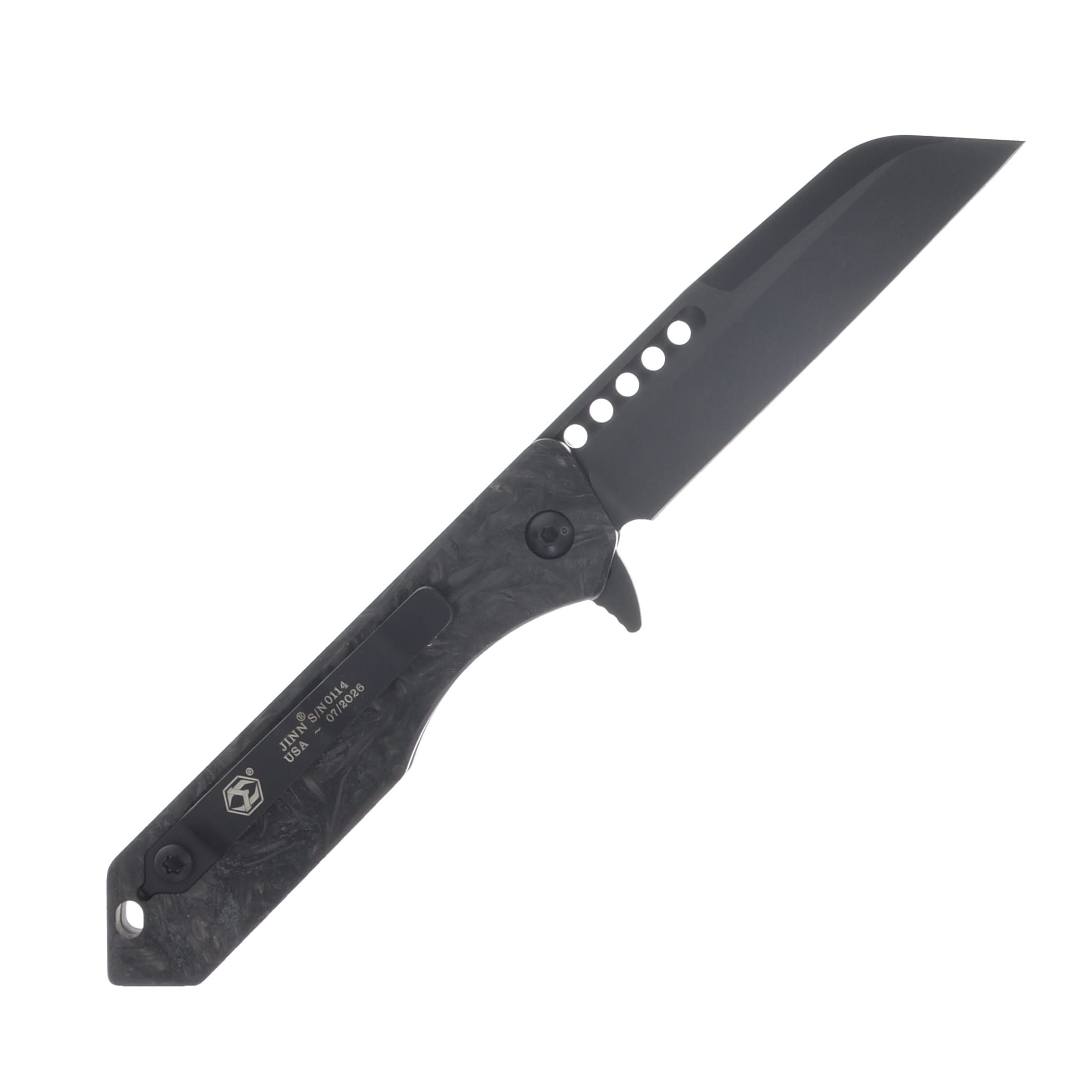 Heretic Jinn Button Lock Folding Knife DLC/Glow In The Dark FatCarbon H213-6A-MGCF View 2
