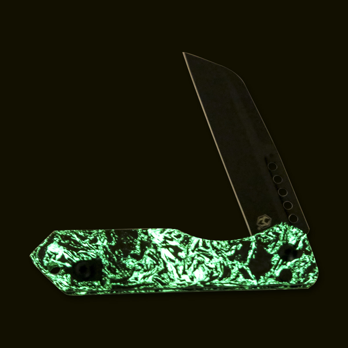 Heretic Jinn Button Lock Folding Knife DLC/Glow In The Dark FatCarbon H213-6A-MGCF View 11