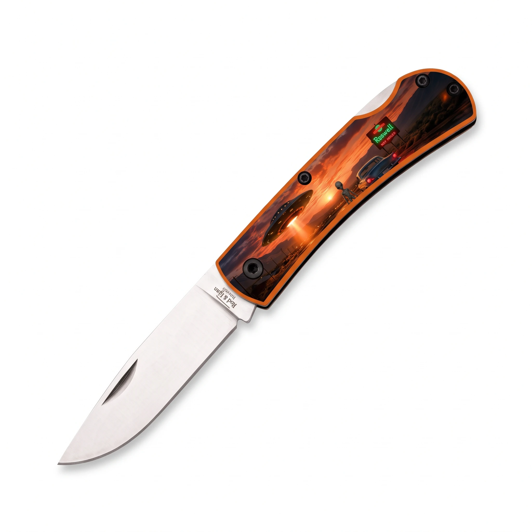 Bear & Son Small Farmhand Lockback Orange Roswell Alien Limited Edition Folding Knife U137LORA26 View 1