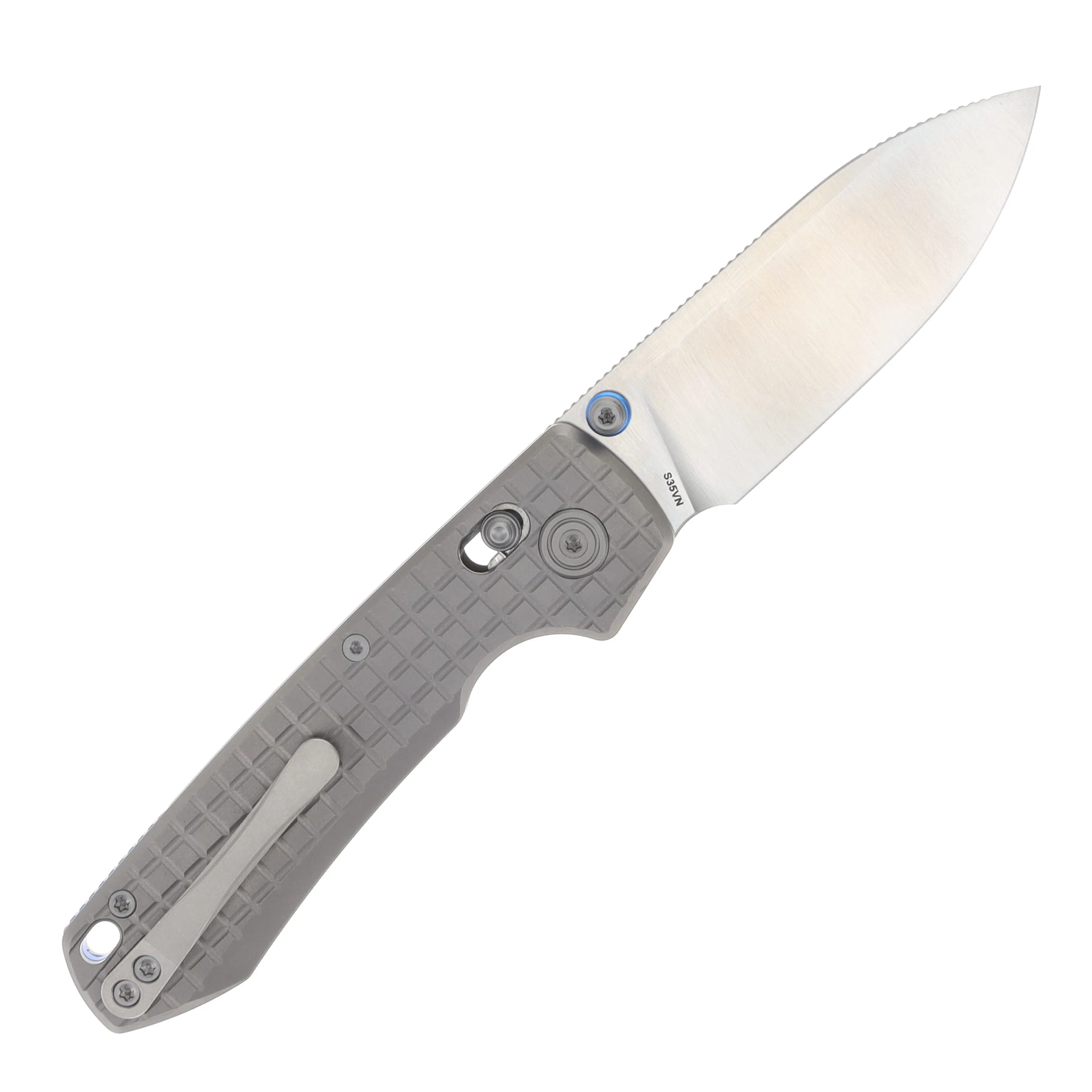 Vosteed SMKW Exclusive Raccoon TiSlim Crossbar Lock Folding Knife Satin S35VN/Frag Gray Titanium A4513 View 3