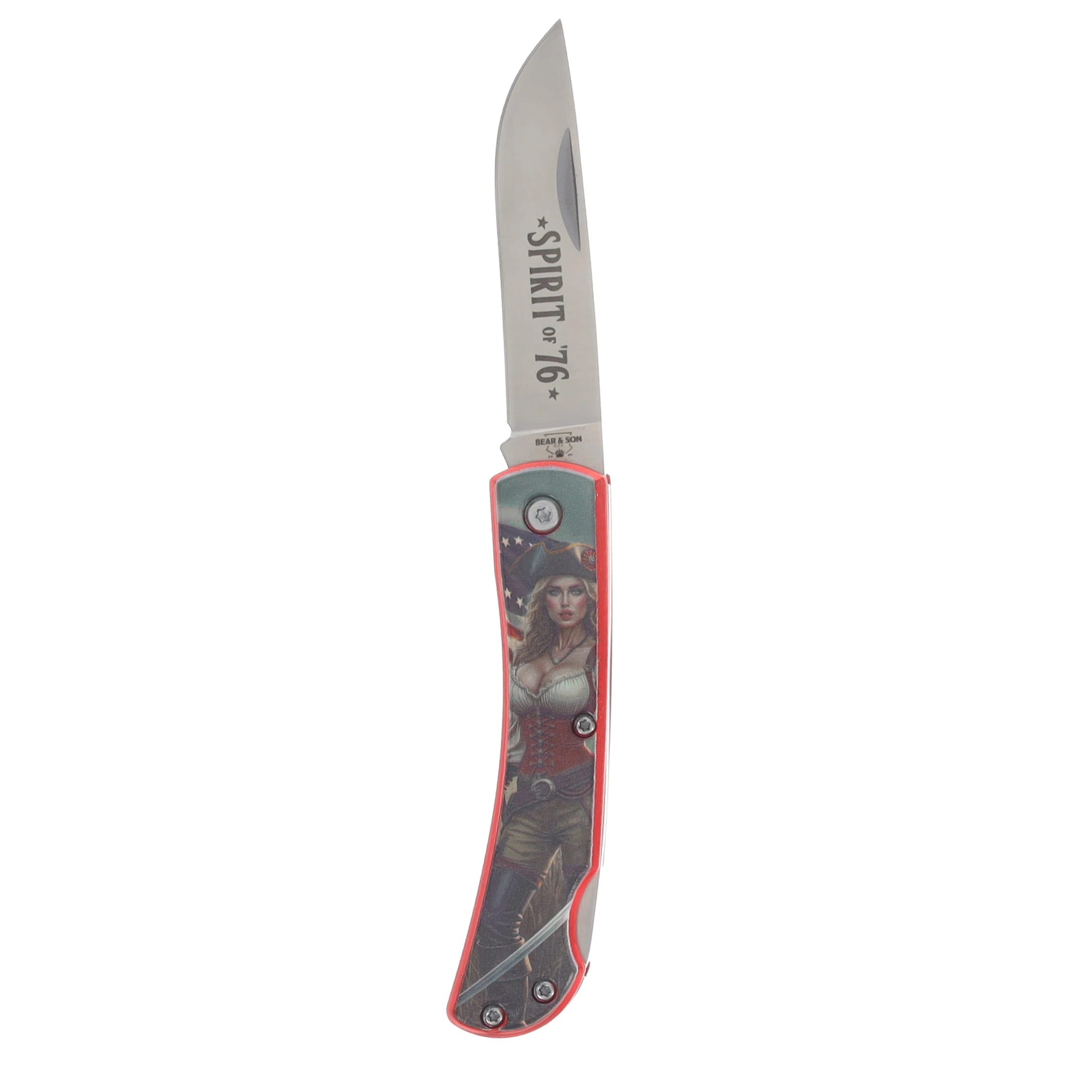 Bear & Son SMKW Exclusive Spirit Of '76 Small Farmhand Lockback Folding Knife U137LRDS76 View 5