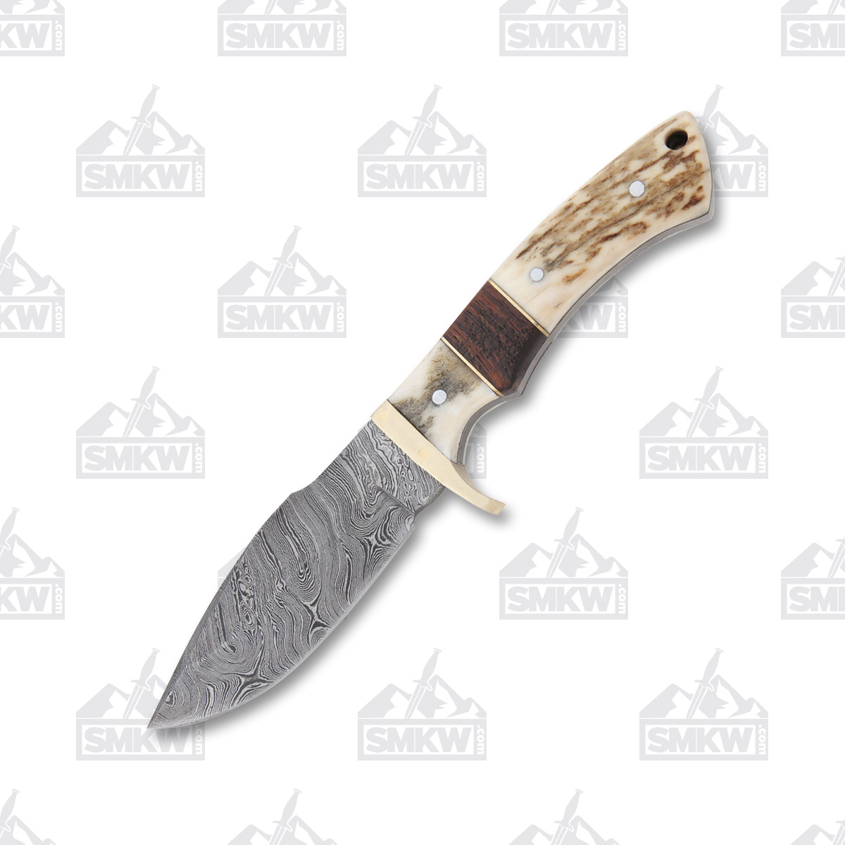 SZCO Supplies Game Stag Skinner Knife – Fixed 3.75in Damascus Blade DM1022 View 2