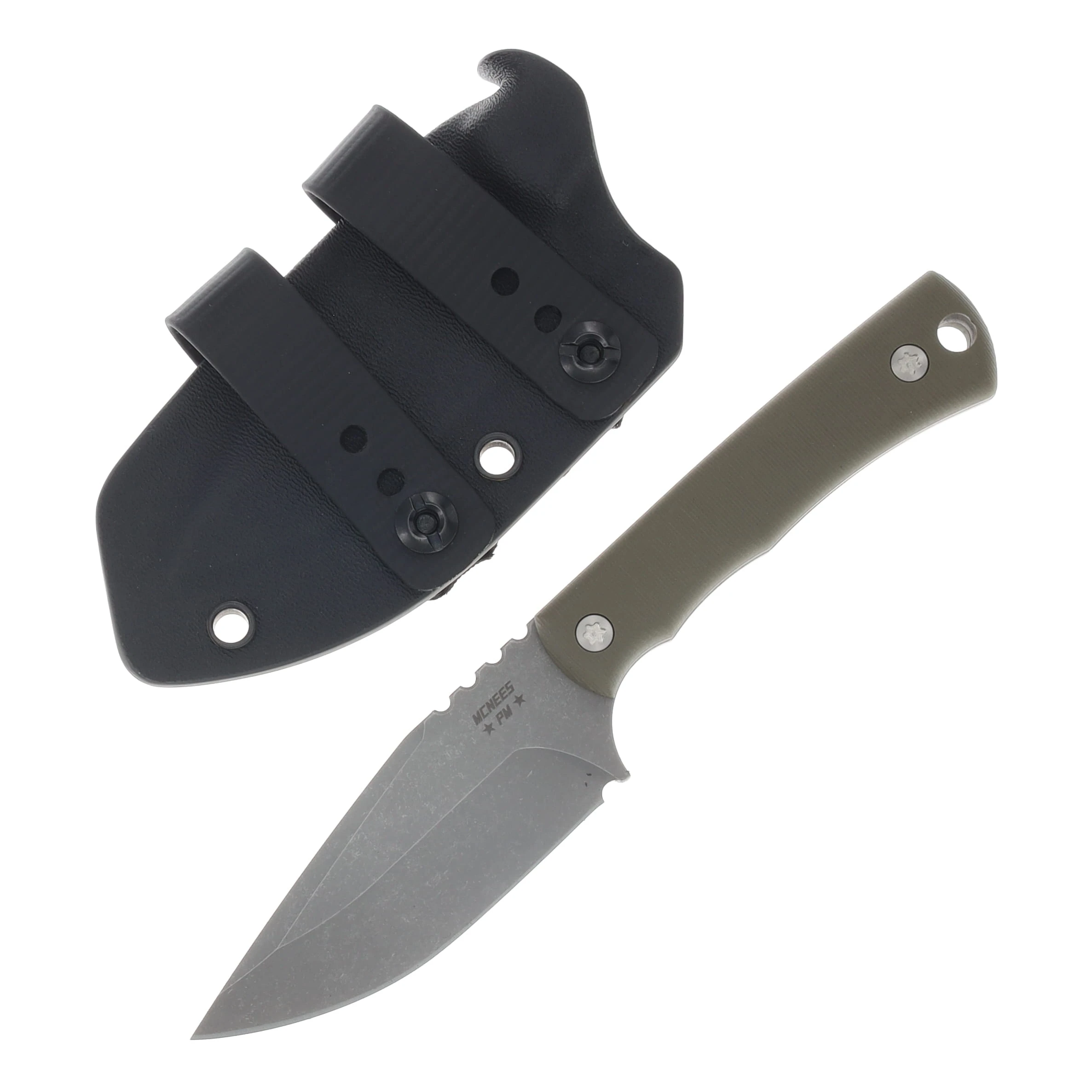 McNees FX MUK Fixed Blade Stonewash Magnacut/Atomic Green with Kydex Sheath MCFXMUKGNSW View 1
