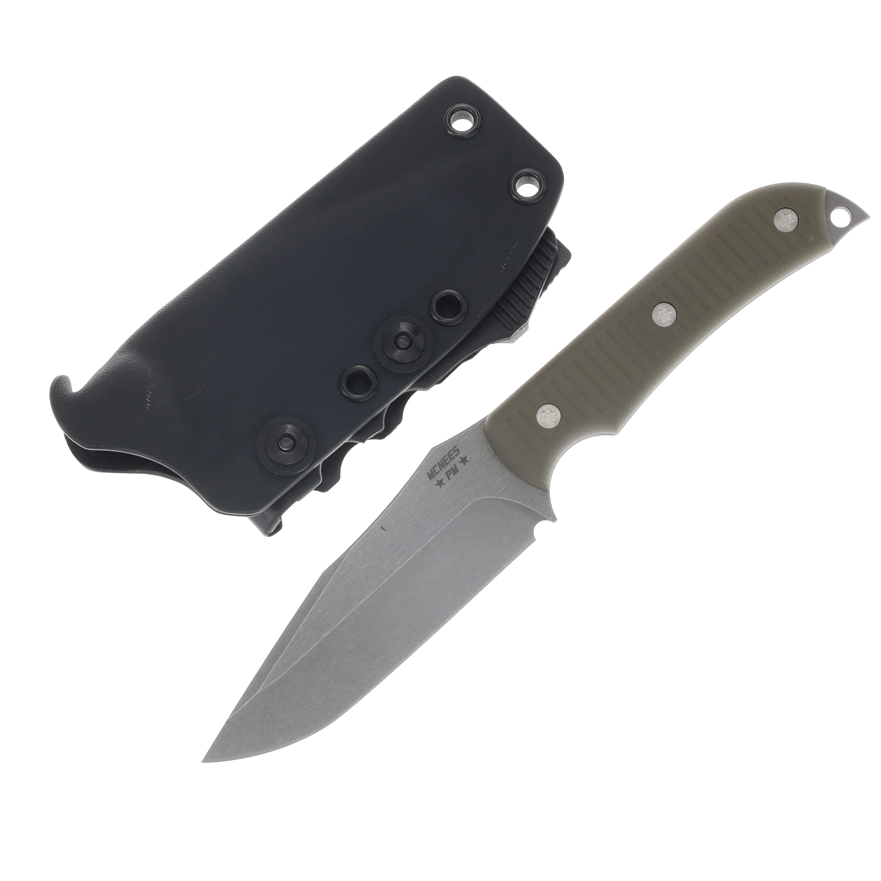 McNees FX Agent Fixed Blade Stonewash Magnacut/Atomic Green G-10 with Kydex Sheath MCFXAGSWAGNG10 View 1