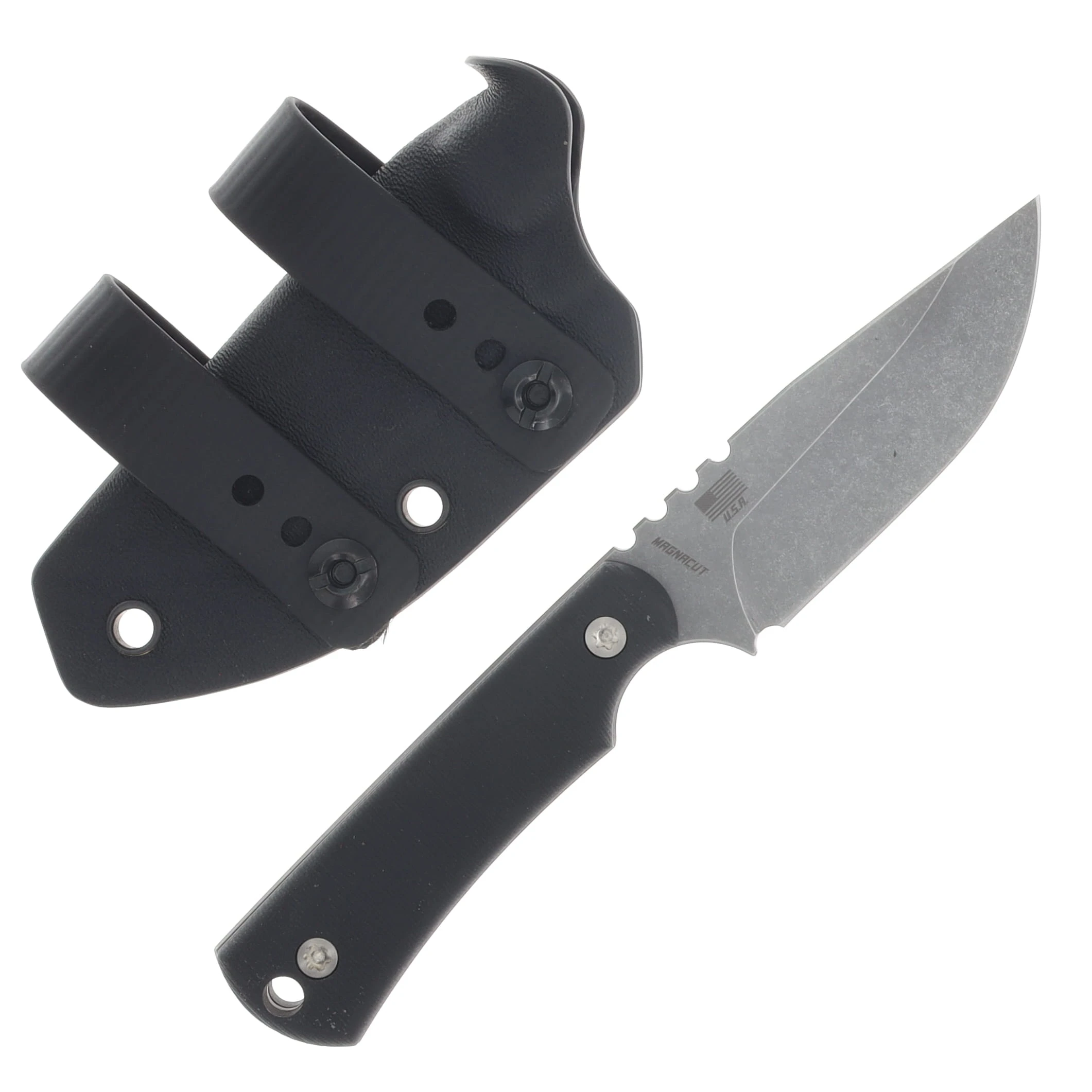 McNees PSK Fixed Blade Atomic Stonewash Magnacut/Black G-10 with Kydex Sheath MCPSKSWBK View 2