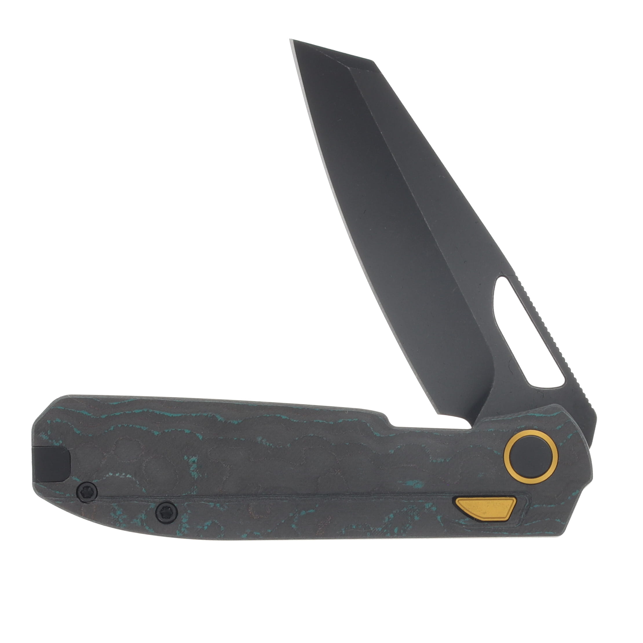 Kizer Mash Folding Knife Shipwreck Camo Carbon Handle Black PVD SW M390 Blade KI3699BSA3 View 3