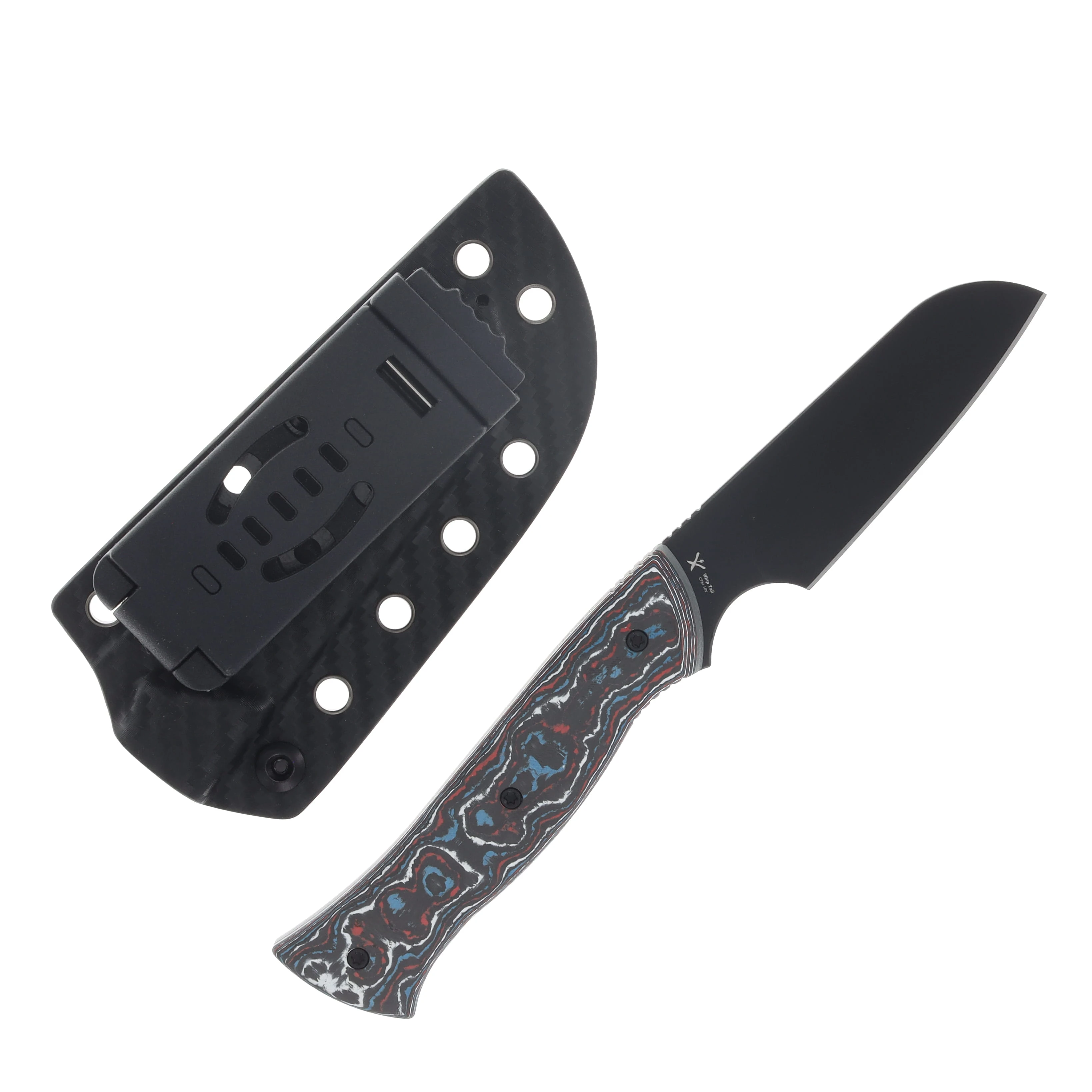 Kizer Whip Tail Fixed Knife Nebula Fat Carbon GID G-10 Handle Black 10V Blade 1131A1 View 2