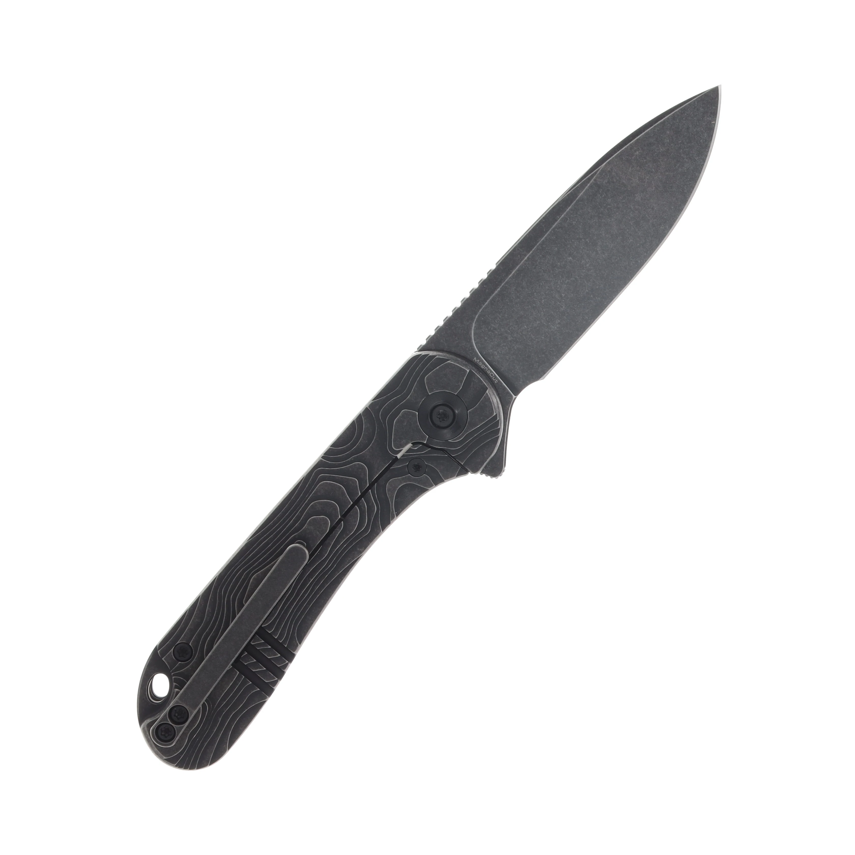 We Knife Elementum Framelock Folding Knife Black Stonewash Magnacut/Black Titanium WE18062XA-1 View 2