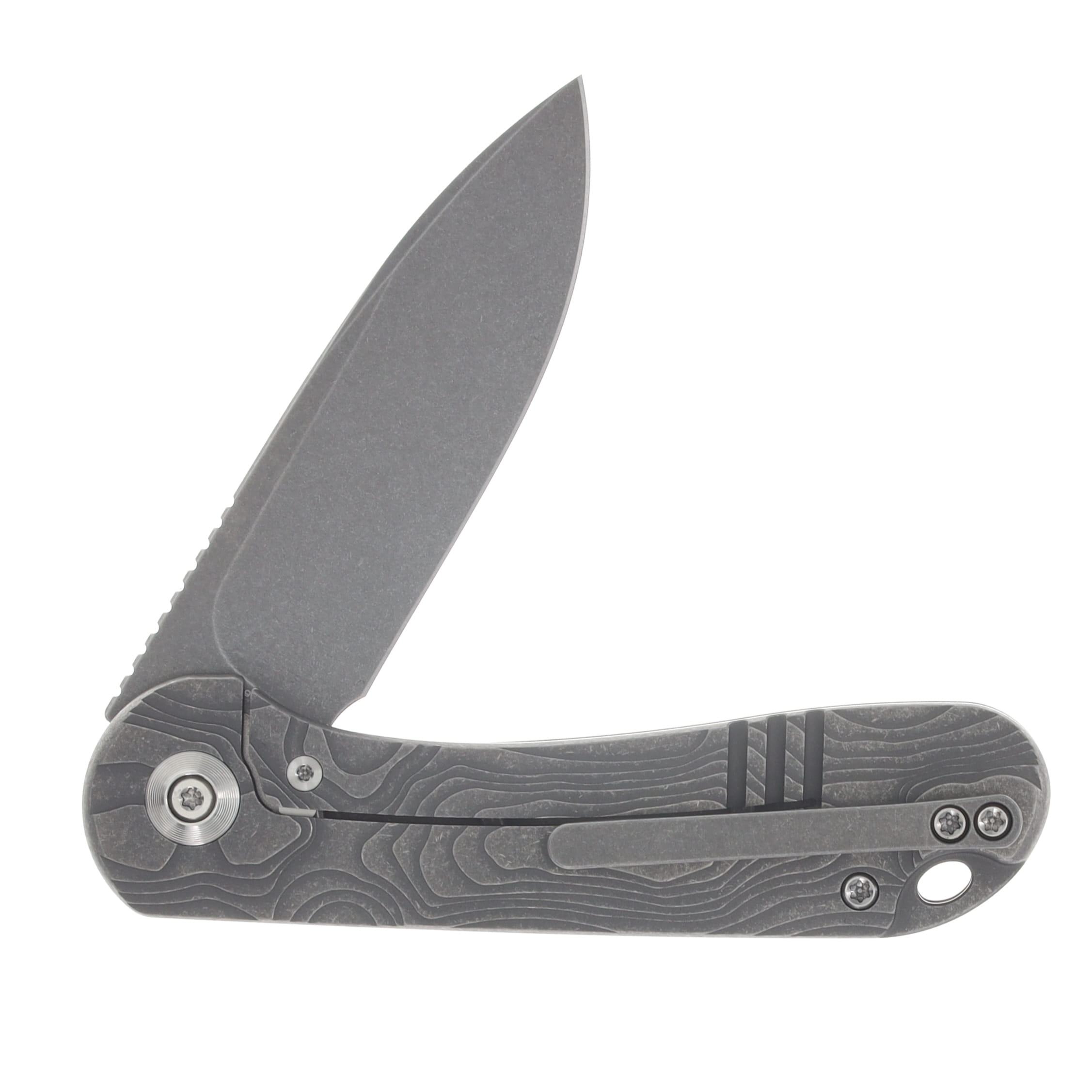 We Knife Elementum Framelock Folding Knife Stonewash Magnacut/Gray Titanium WE18062XA-2 View 4