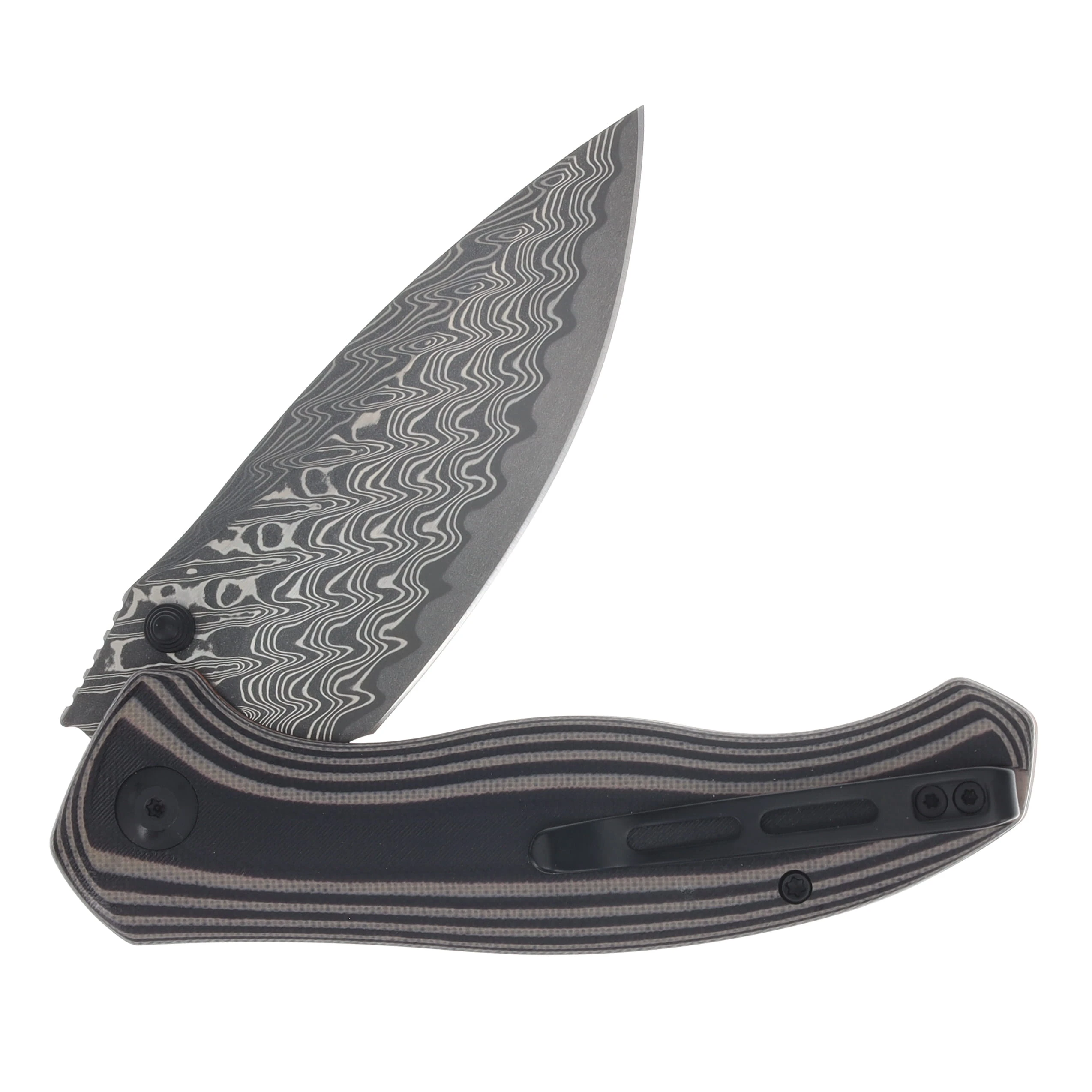 CIVIVI Vyrent Linerlock Folding Knife Damascus/Black G-10 with Orange and Tan G-10 Liners C25037B-DS1 View 4