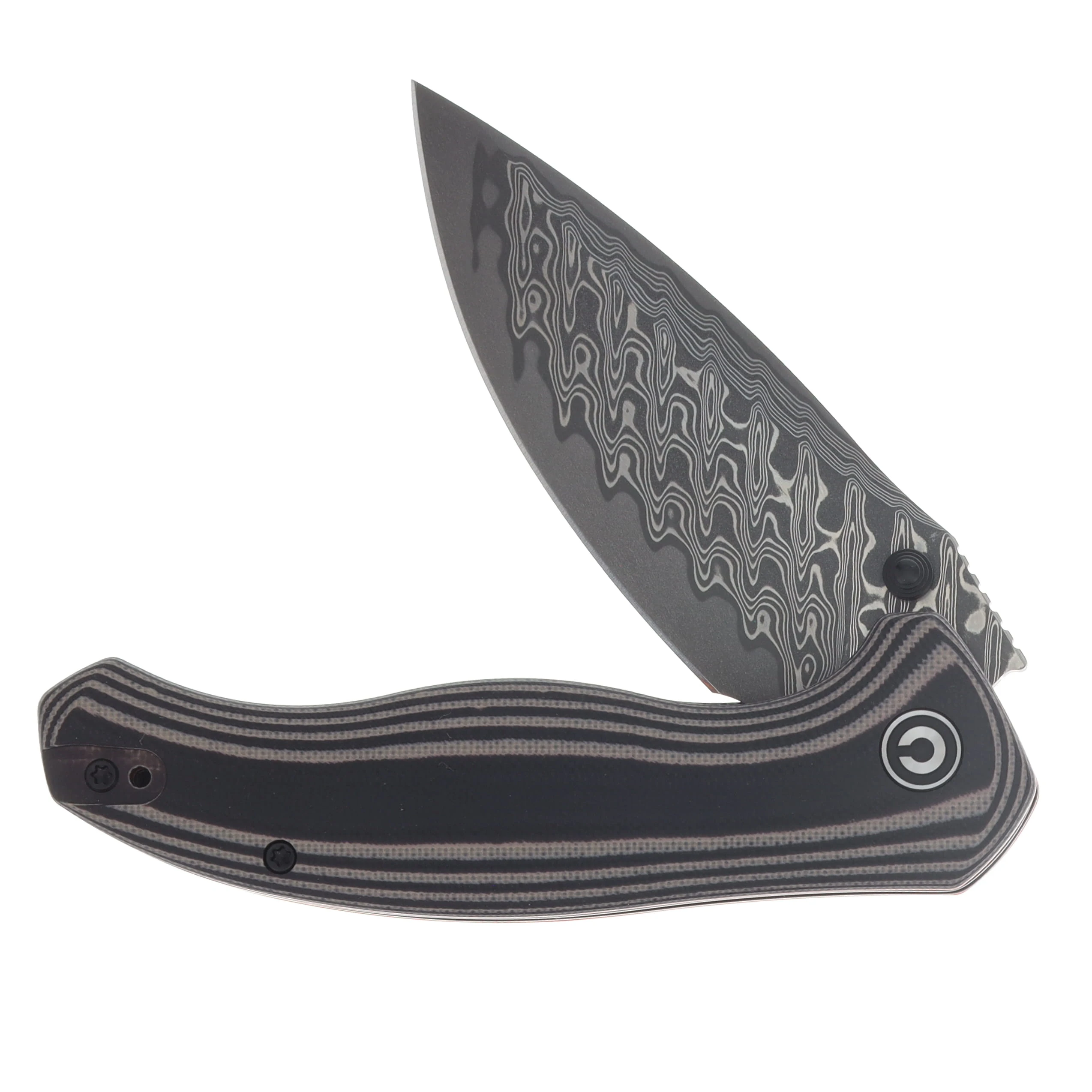 CIVIVI Vyrent Linerlock Folding Knife Damascus/Black G-10 with Orange and Tan G-10 Liners C25037B-DS1 View 3
