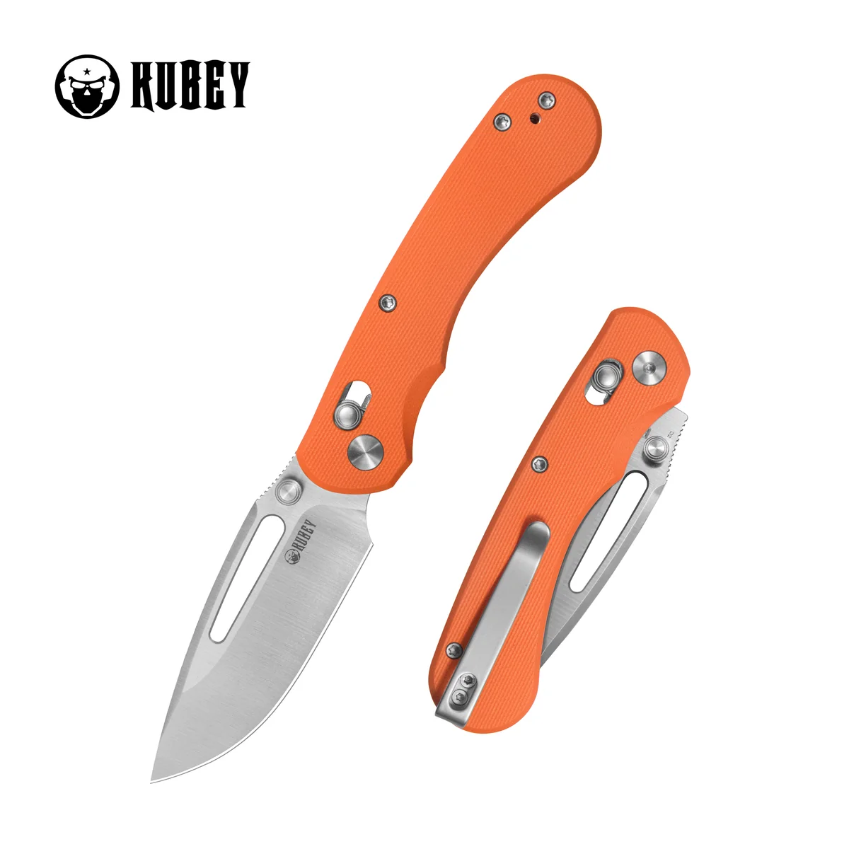 Kubey Stalker Crossbar Lock Folding Knife Orange G10 Satin D2 KUB504B View 1