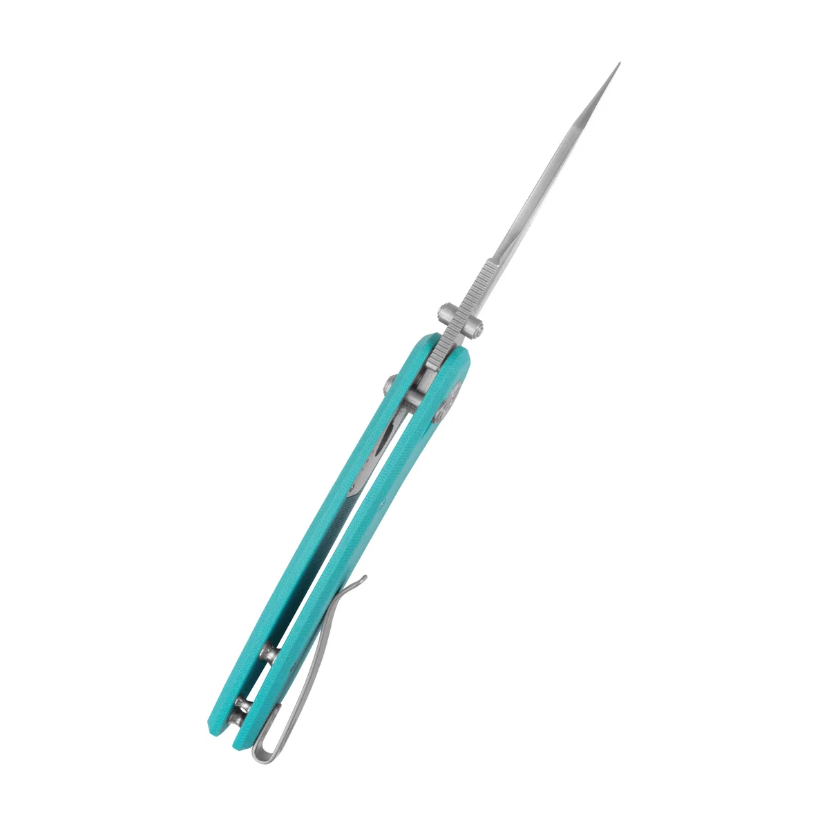Kubey Minor Crossbar Lock Folding Knife Tiffany Blue G10 Satin San Mai M2 KUB422C View 4