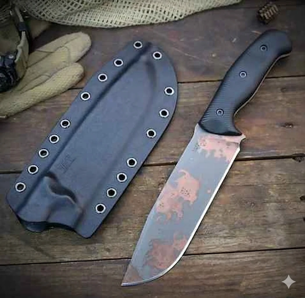 Work Tuff Gear Wolverine Gen 2 Fixed Blade K329 Copper Washed Black Textured G-10 Grip Black Kydex Sheath K329-CWBG10B View 9