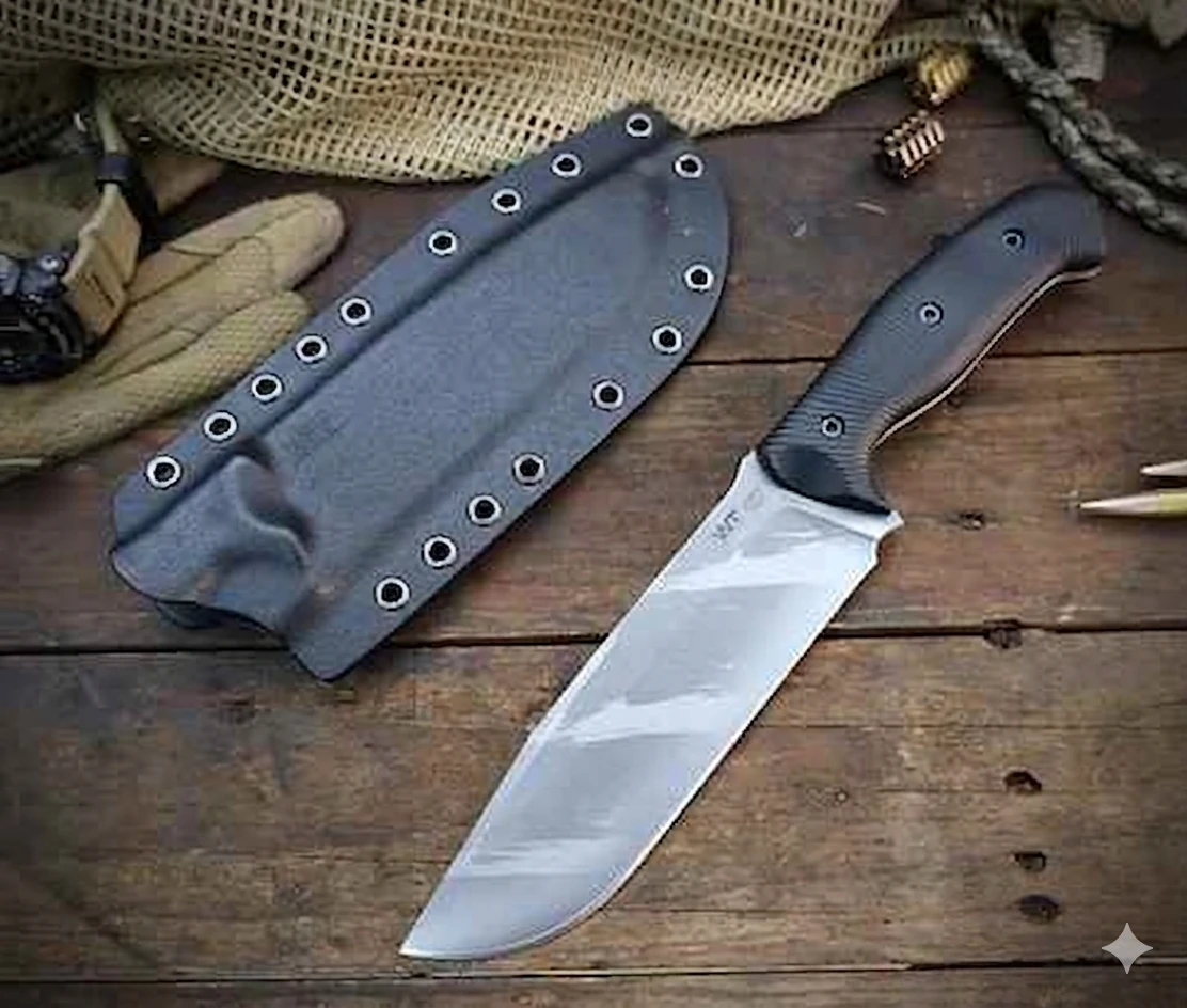 Work Tuff Gear Wolverine Gen 2 Fixed Blade K329 Vintage Tiger Stripes Black Textured G-10 Grip Black Kydex Sheath K329-VTSBG10B View 9