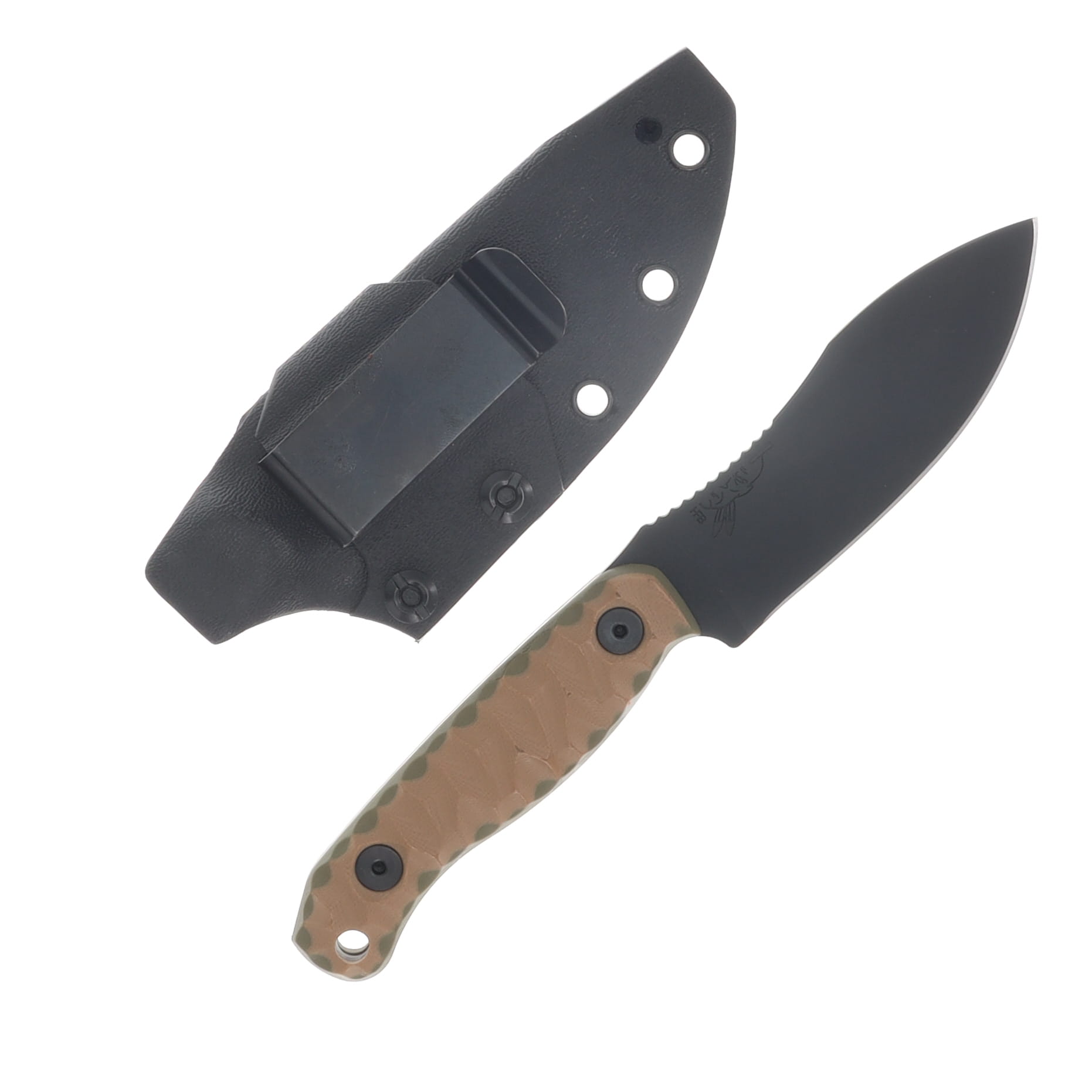 Half Face Blades Skinner Jr Fixed Blade Midnight Bronze Cerakote/Textured Grip Coyote and OD Green G-10 HFSKINJRCOYODMBCER View 2