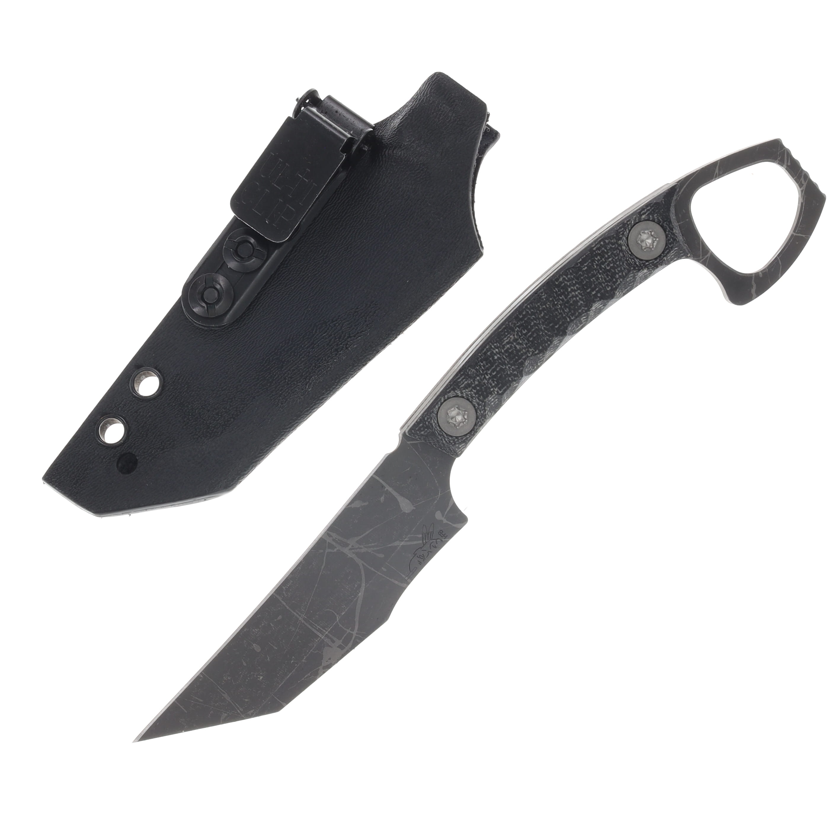 Half Face Blades SOPHS Fixed Blade Knife Textured Grip Black Canvas Micarta HFSOPHSBCM View 2