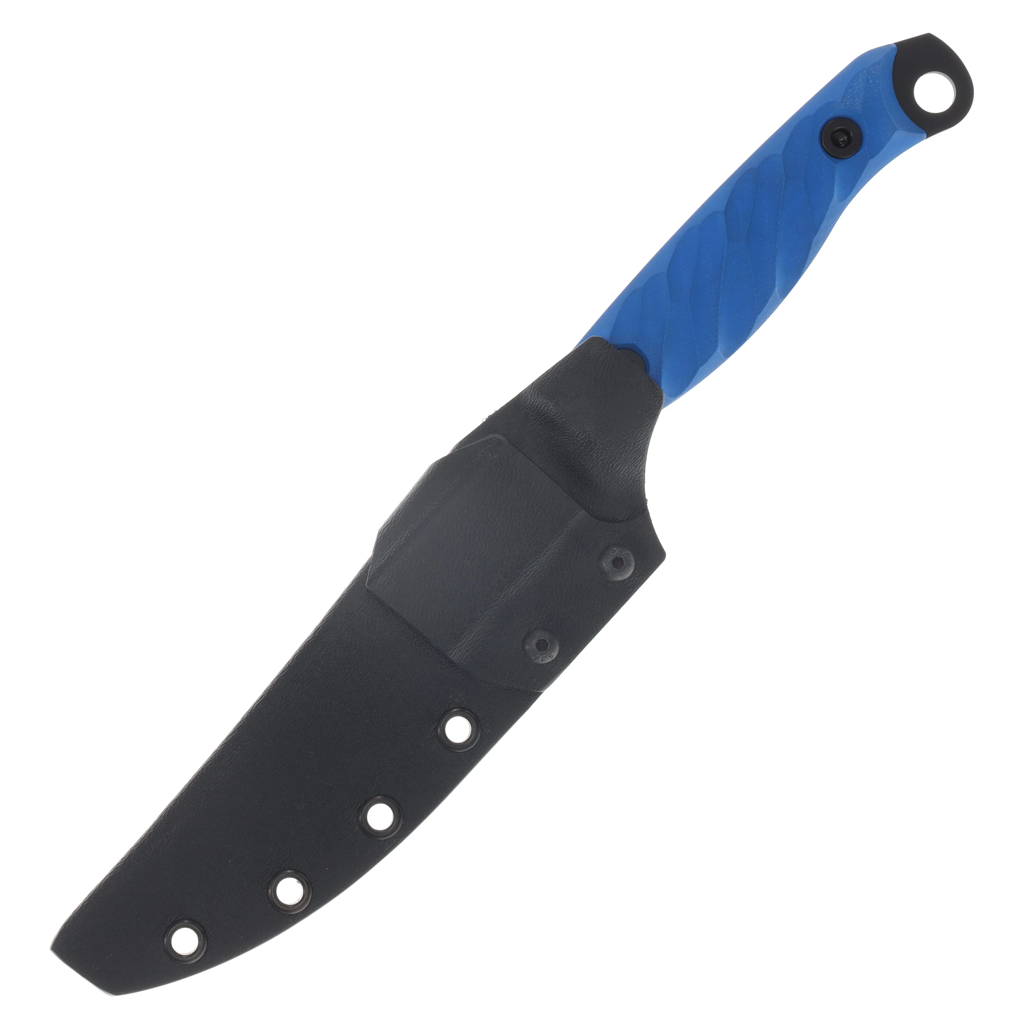 Half Face Blades Crow Breakdown Fixed Blade Armor Black Cerakote/Textured Grip Blue G-10, Orange and Purple G-10 Liner, Allen Bolts HFCROWBDBLORPUR View 3