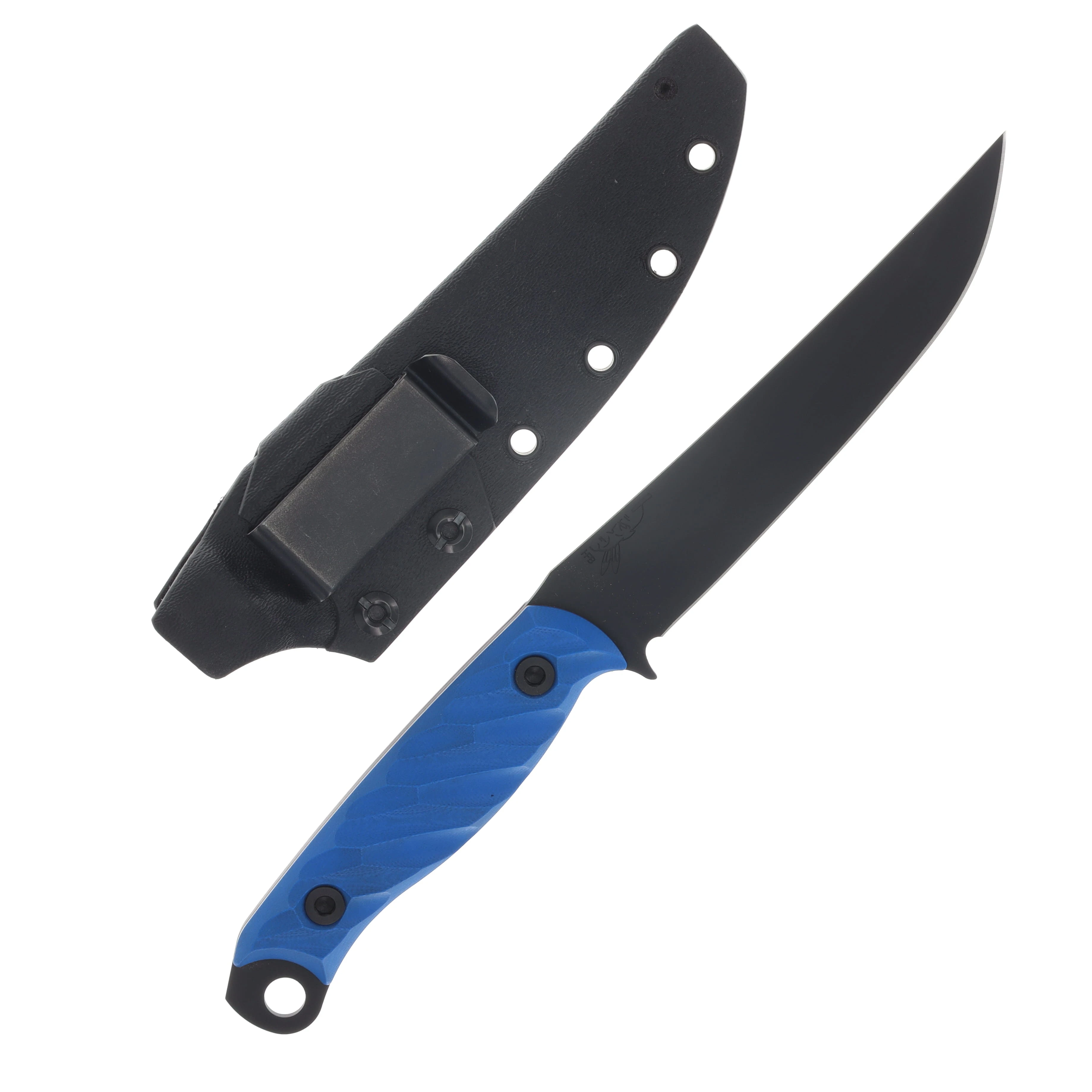 Half Face Blades Crow Breakdown Fixed Blade Armor Black Cerakote/Textured Grip Blue G-10, Orange and Purple G-10 Liner, Allen Bolts HFCROWBDBLORPUR View 2