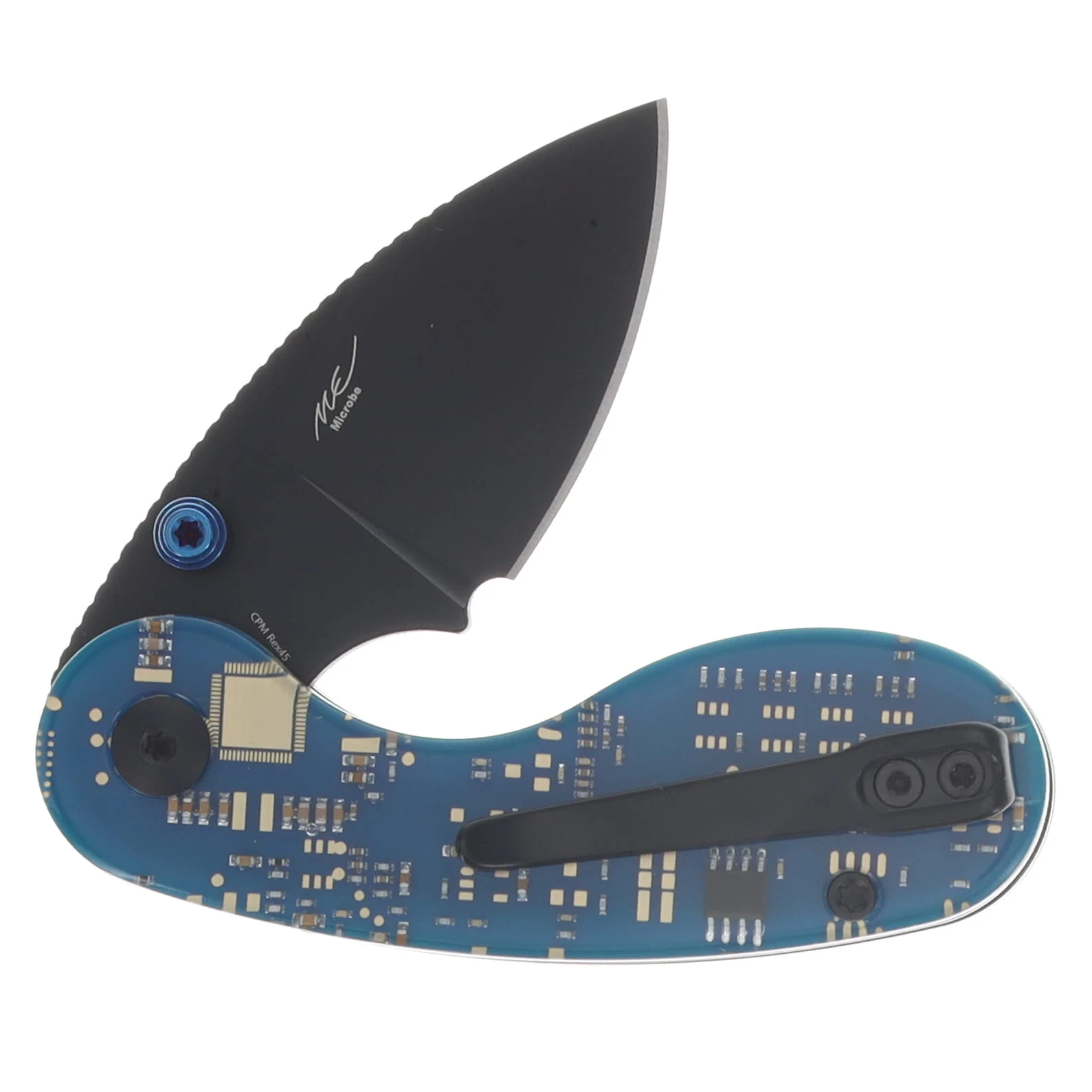 Kizer Microbe Folding Knife PCB Circuit Board and Resin Handle Black PVD CPM Rex45 KI2742BDA2 View 4