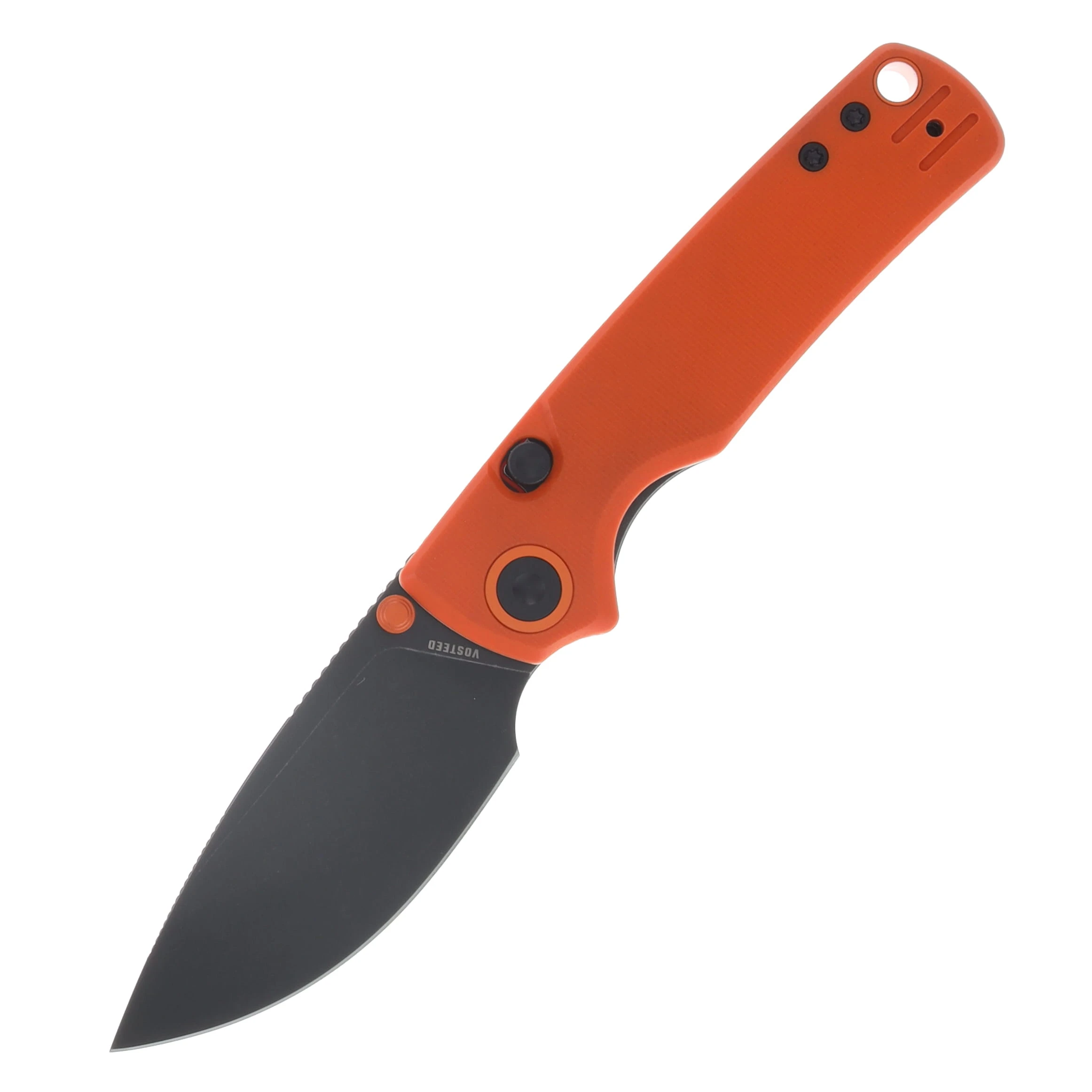 Vosteed Porcupine Thumb Stud Folder 14C28N Black SW Blade Orange G10 Handle A2628 View 1