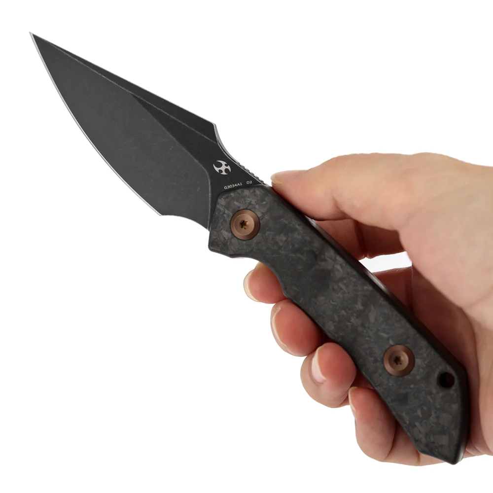 Kansept Fenrir Fixed Blade Knife Shred Carbon Fiber Blackwash D2 G3034A1 View 5