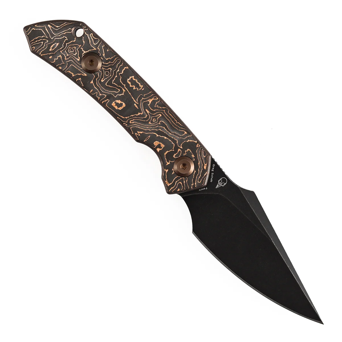 Kansept Fenrir Fixed Blade Knife Copper Carbon Fiber Blackwash D2 G3034A2 View 3