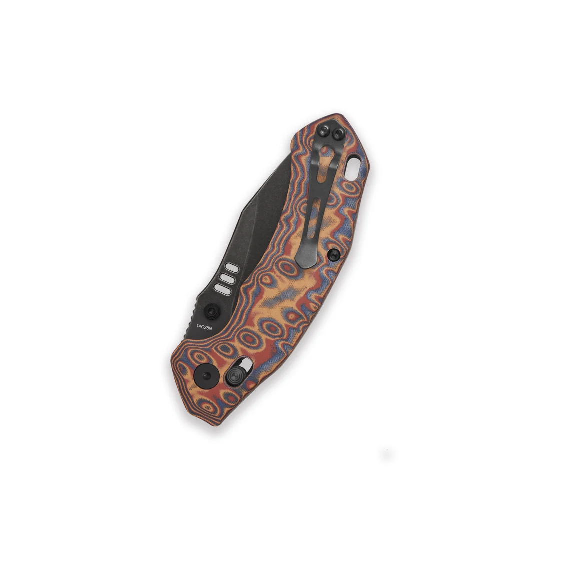 QSP Knives Elk Glyde Lock Folding Knife Black SW Multi-Color Micarta 14C28N QS173C2 View 2
