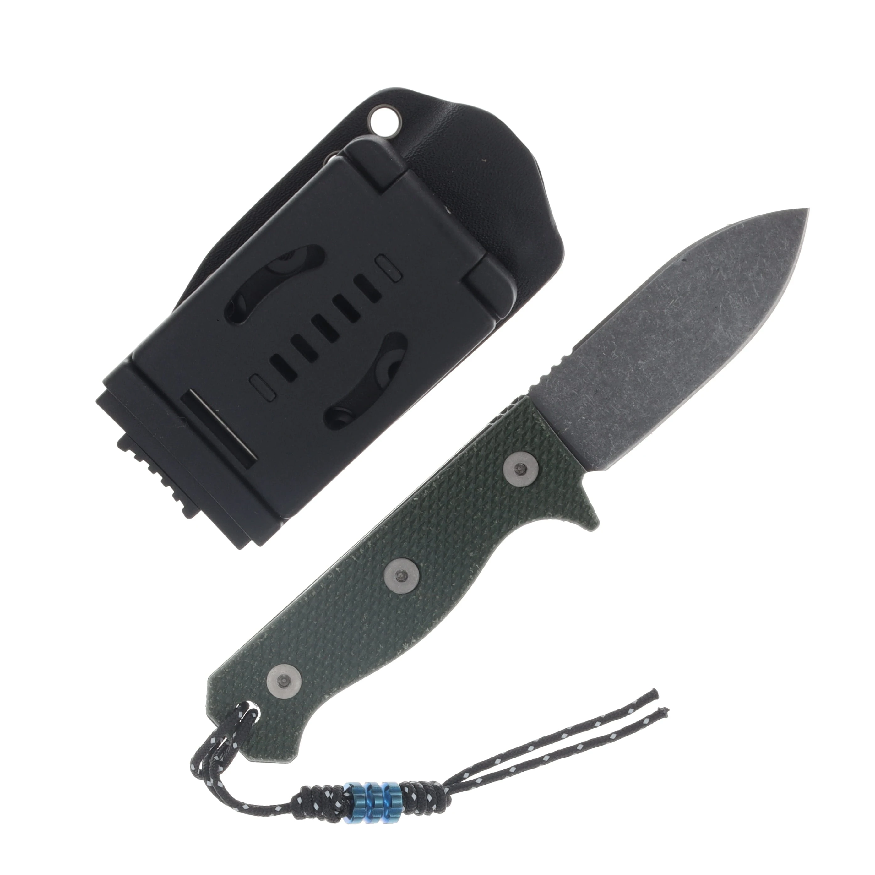 Maratac Compact R4A Slim Fixed Blade Knife Green Micarta Black SW D2 MAR119 View 2