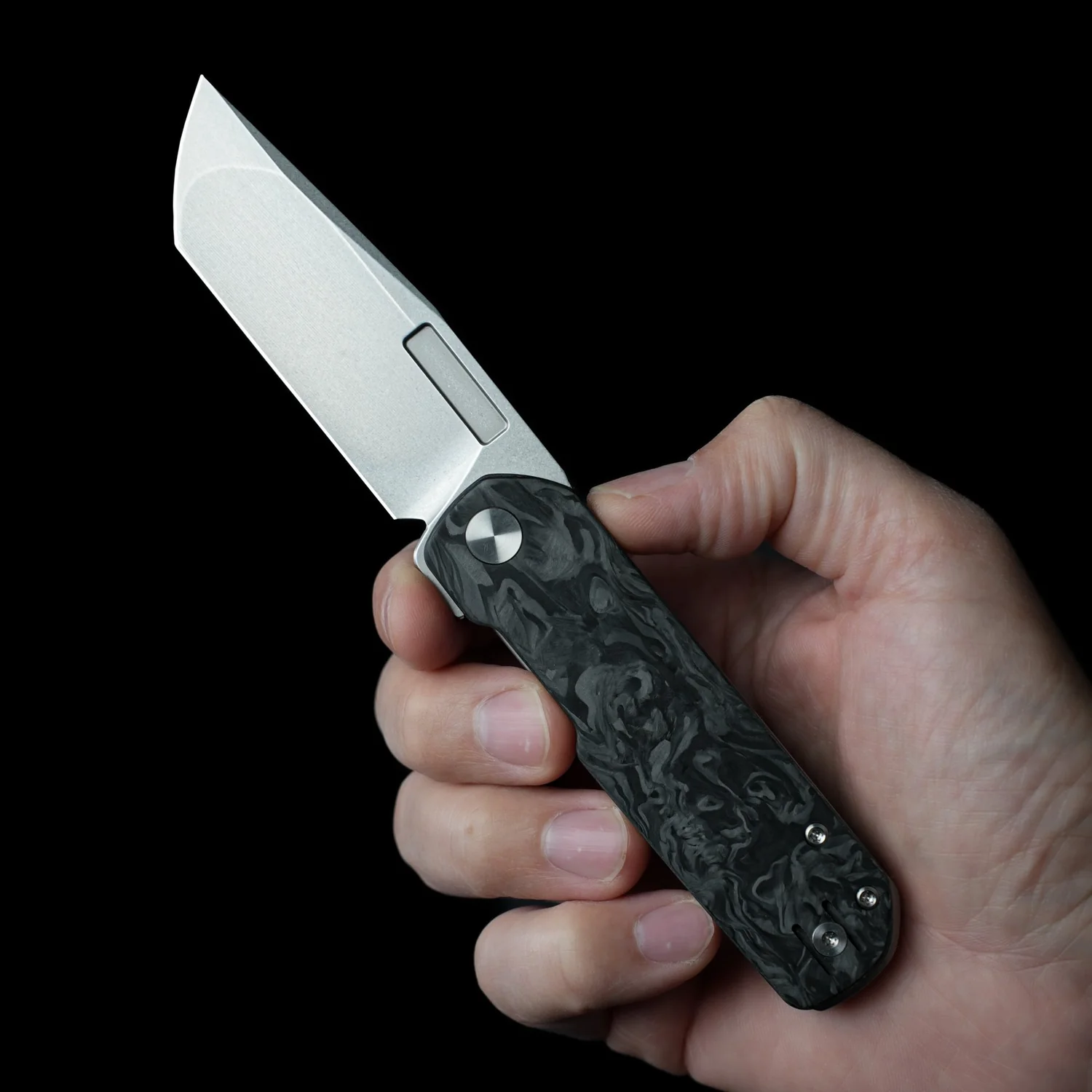 Vero Engineering Avid 3 Folding Knife Stonewash S45VN Marbled Carbon Fiber VAVID3SWMCF View 9