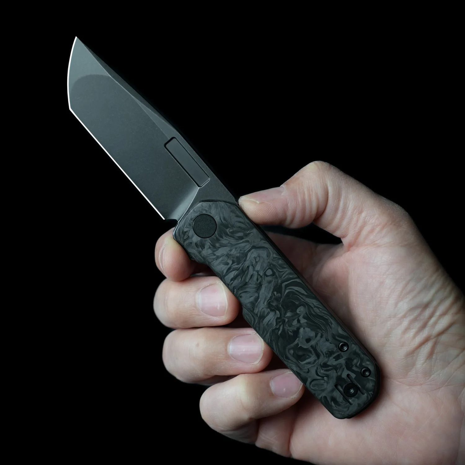 Vero Engineering Avid 3 Folding Knife Blackwash S45VN Marbled Carbon Fiber VAVID3BWMCF View 9