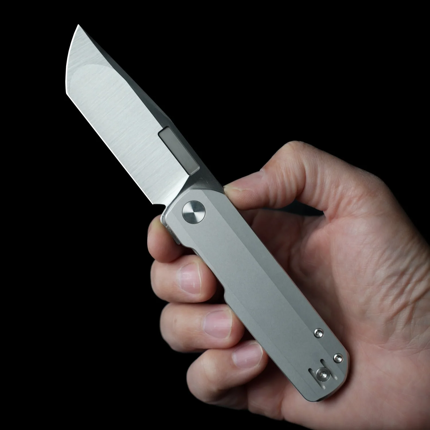 Vero Engineering Avid 3 Folding Knife Belt S45VN Stonewash Titanium VAVID3BELTSWTI View 9