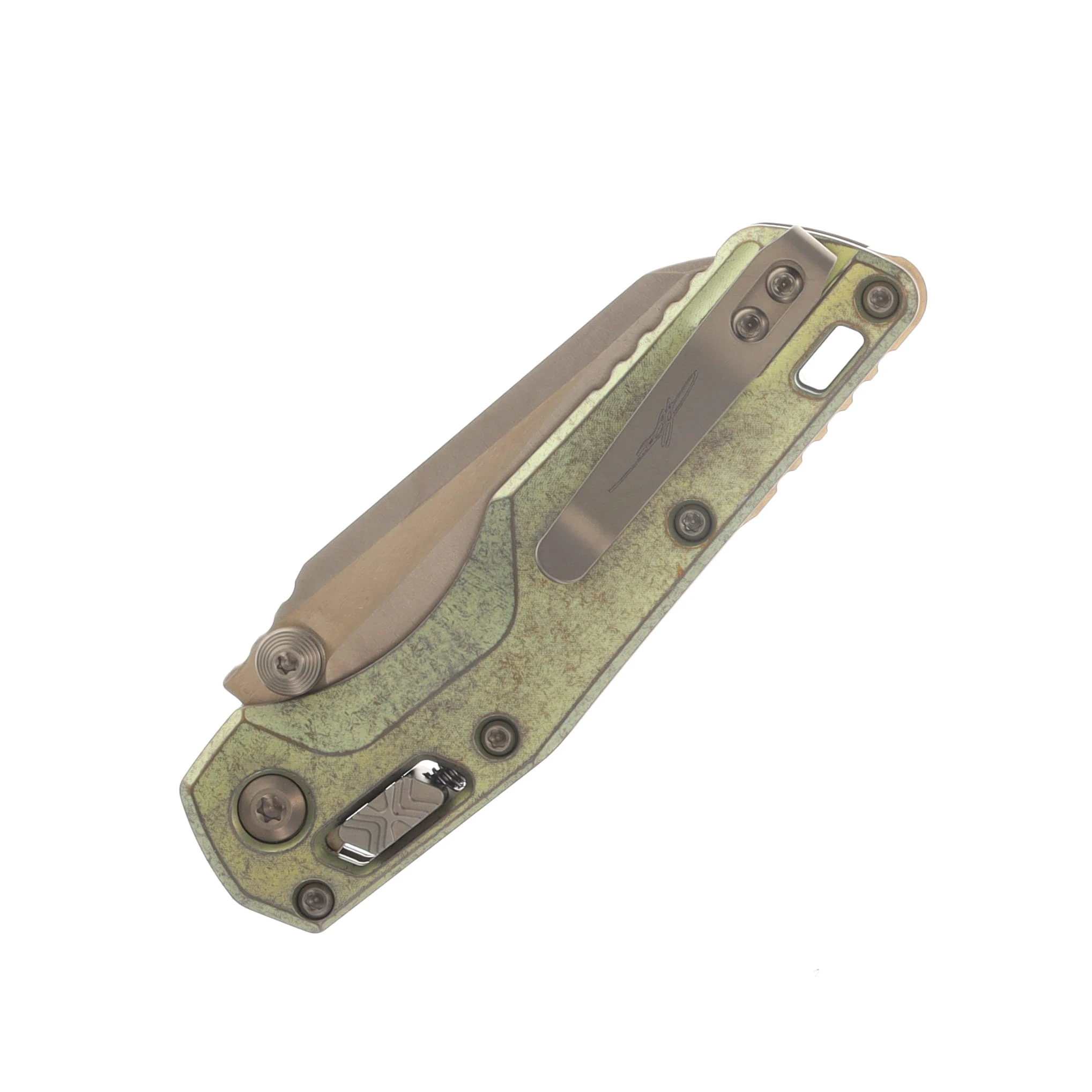 Marfione Select MSI Mini RAM-LOK Folding Knife Bronze Stonewash/Slab Side Antique Gold Titanium with Bronze Titanium Accents MT210M13MS4 View 6