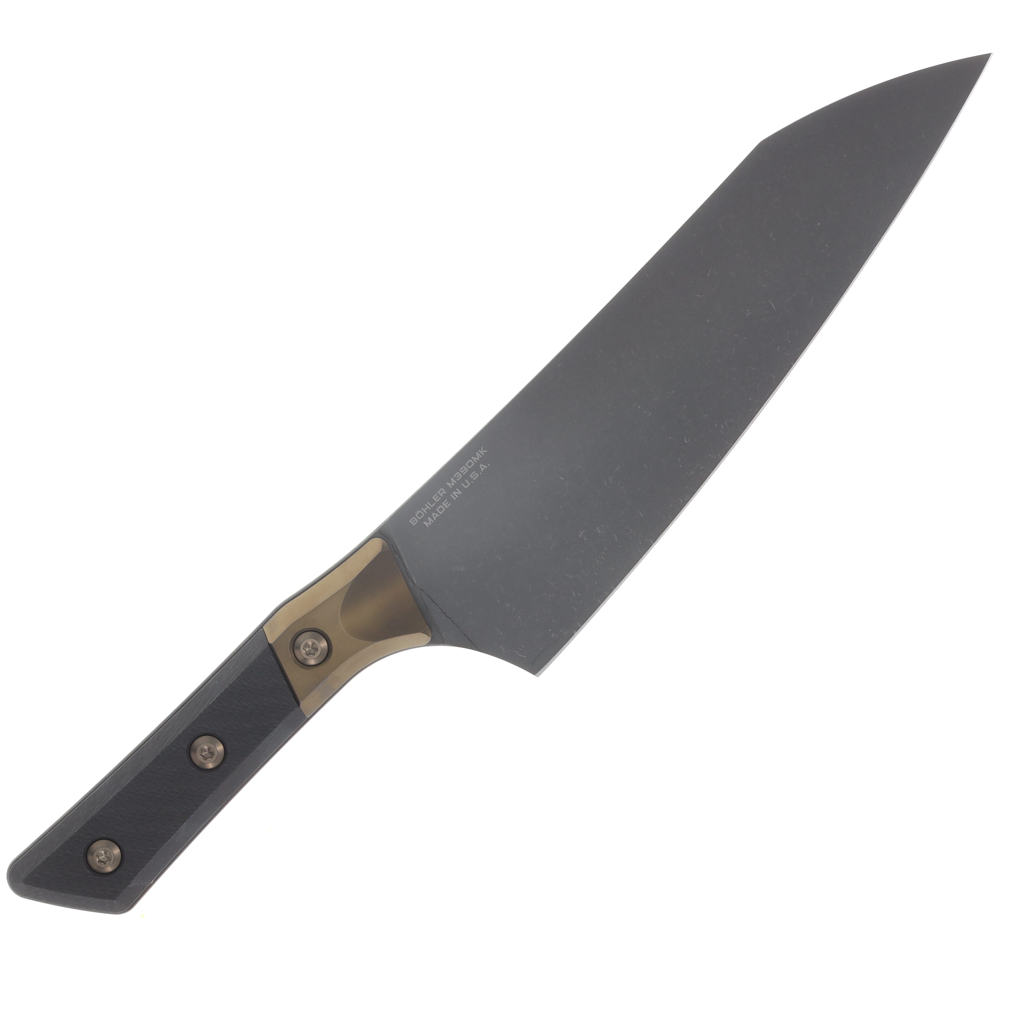 Microtech Signature Series 8" Chef Knife DLC/Carbon Fiber with Bronze Titanium Bolsters MT3000B1DLCCFS View 4