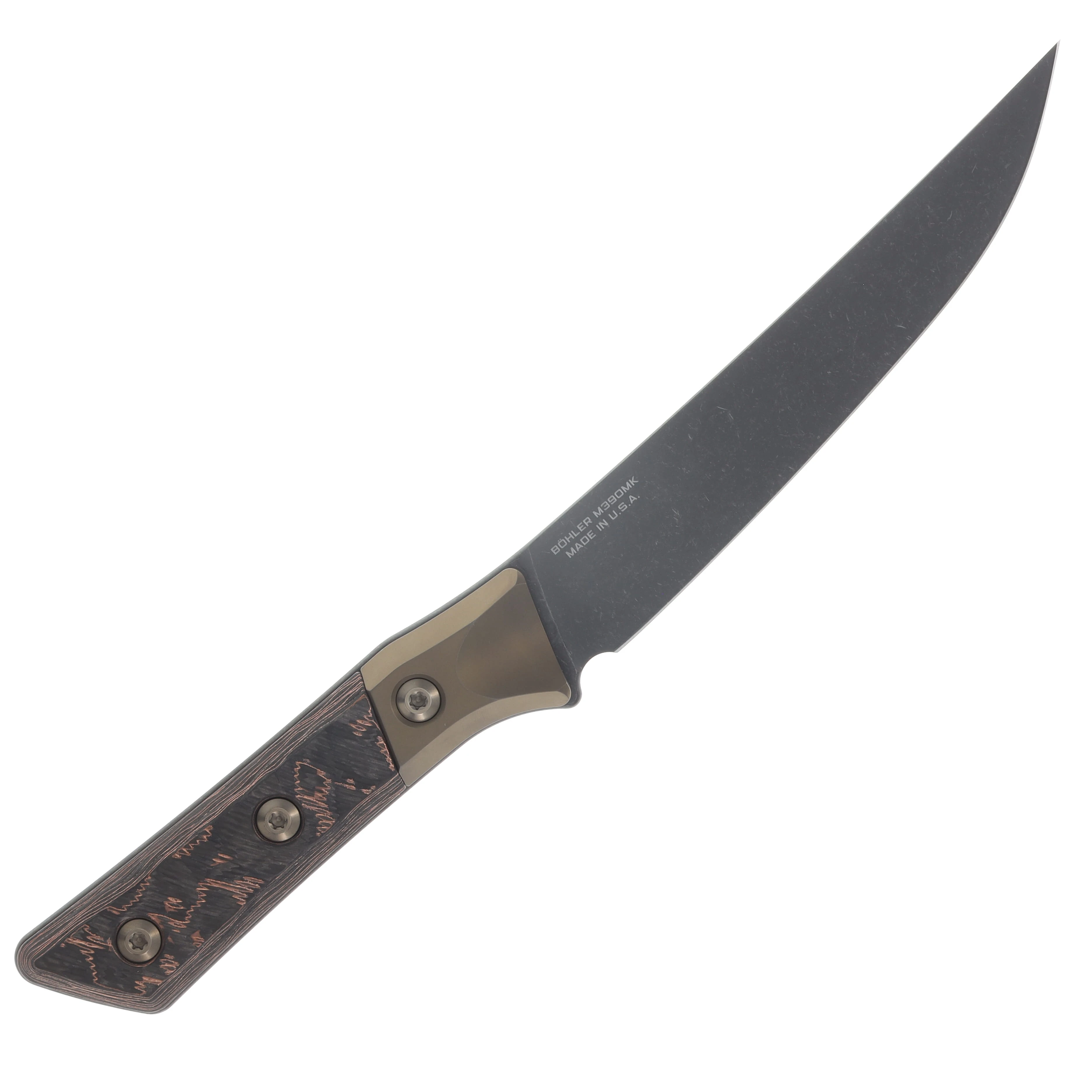Microtech Signature Series 6.125" Boning Knife DLC/Carbon Fiber with Bronze Titanium Bolsters MT3100B1DLCLWCFS View 4