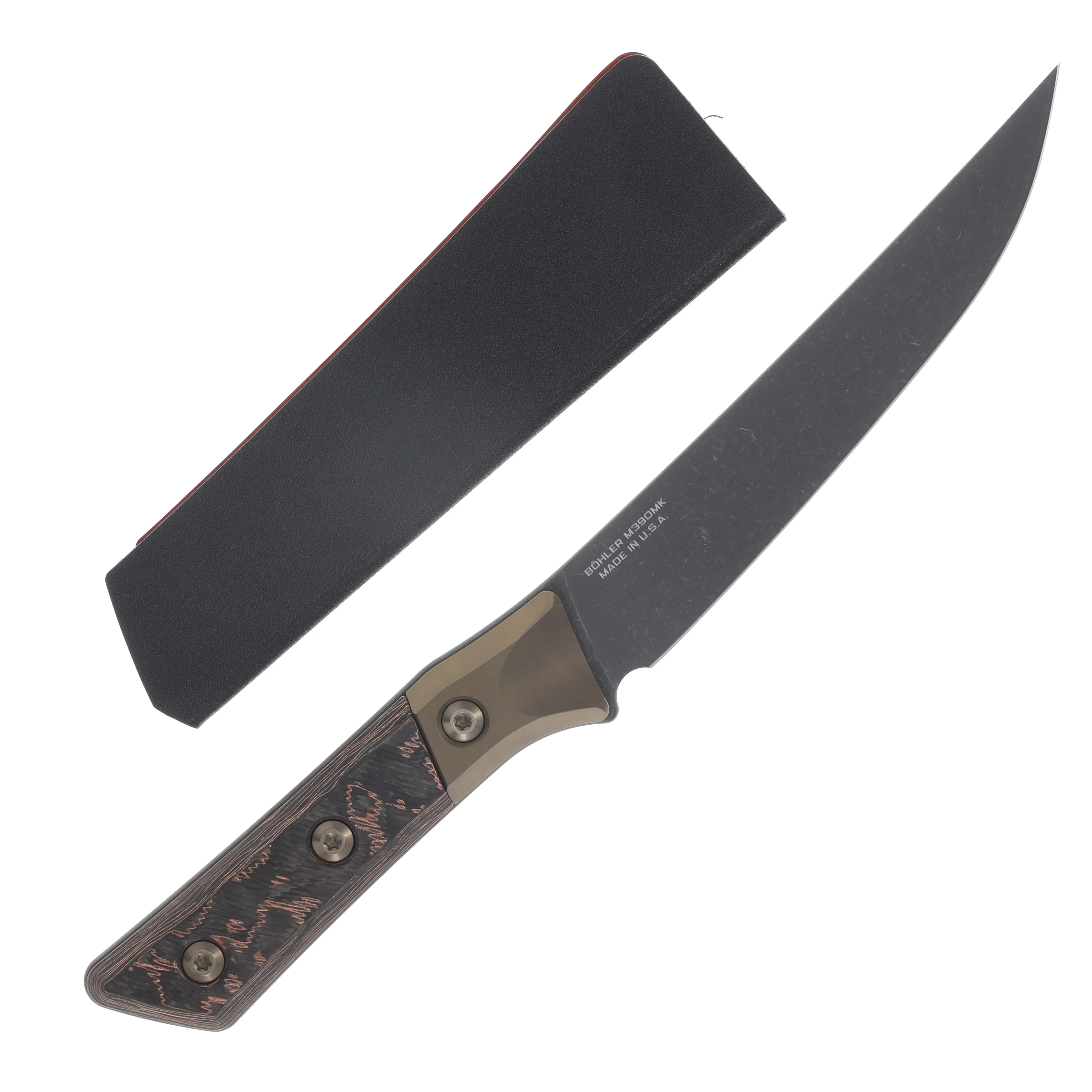 Microtech Signature Series 6.125" Boning Knife DLC/Carbon Fiber with Bronze Titanium Bolsters MT3100B1DLCLWCFS View 2