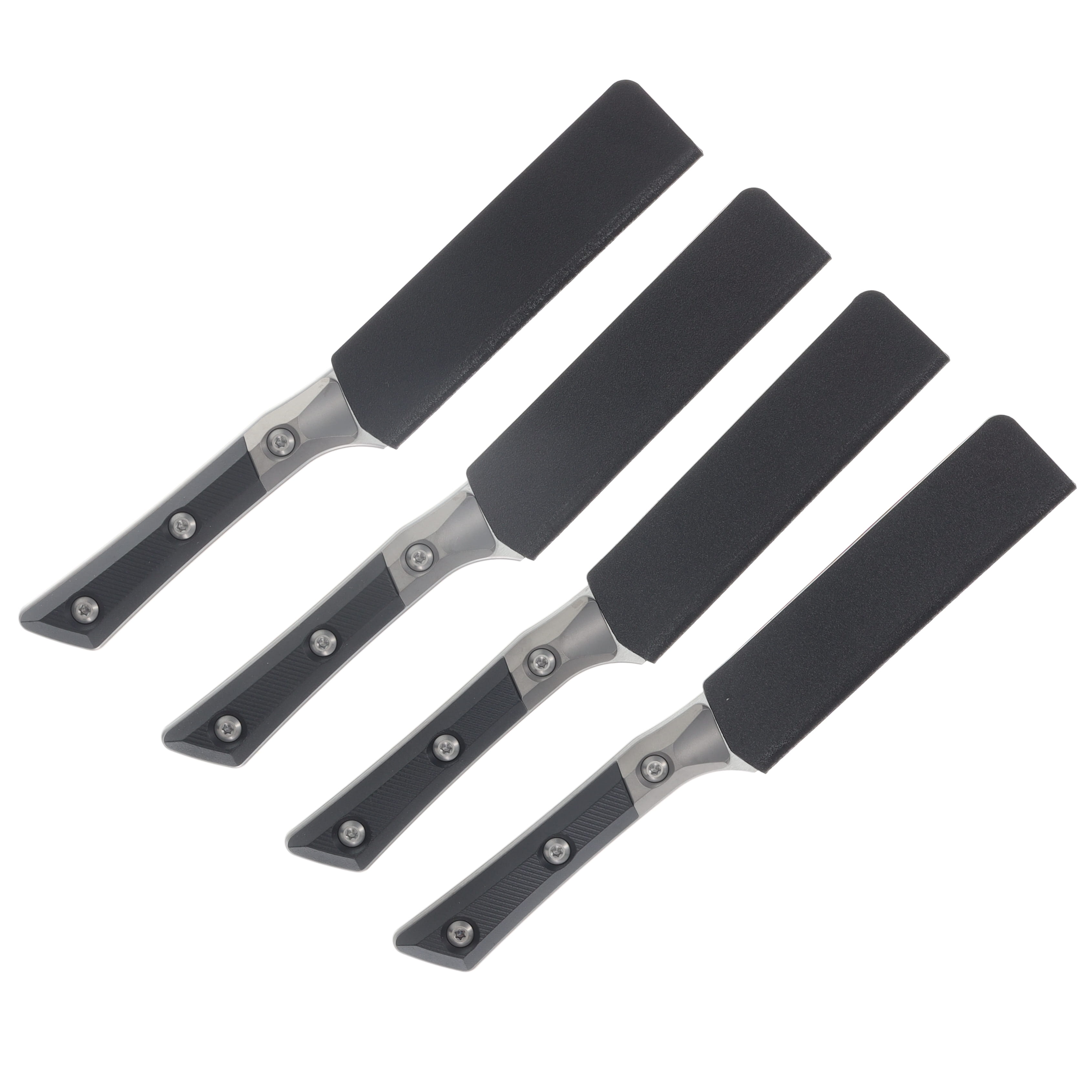 Microtech 4pc Steak Knife Set Serrated Stonewash/Black G-10 with Titanium Bolsters MT3600B12SETBK View 5