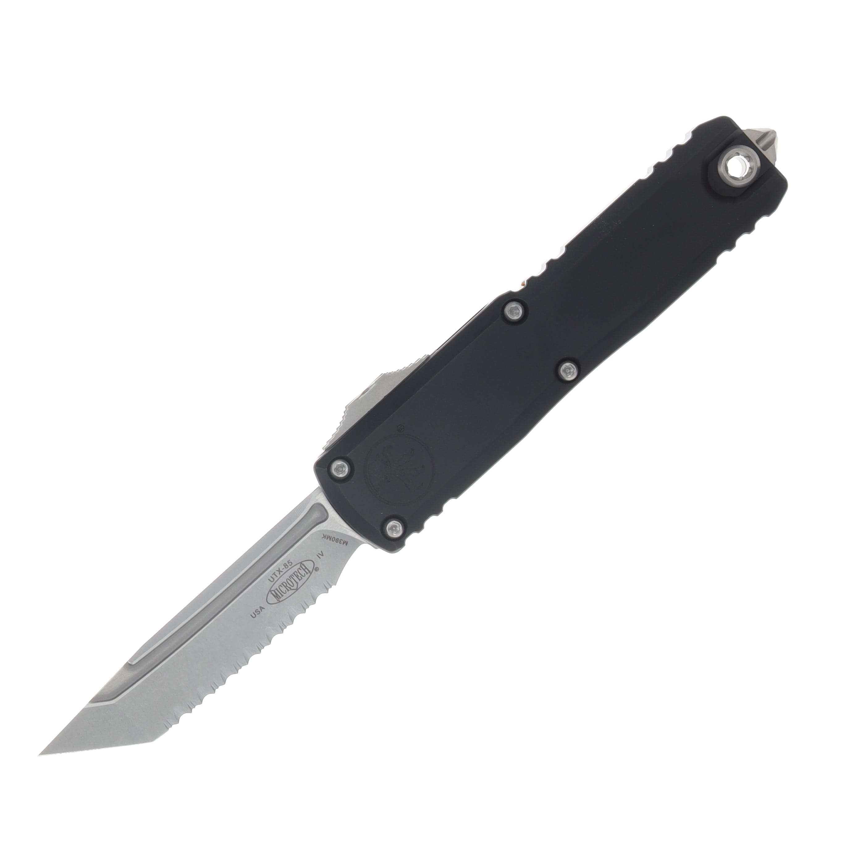 Microtech UTX-85 Gen IV OTF Automatic Knife Full Serrated Stonewash T/E Black AUMT1233412 View 1
