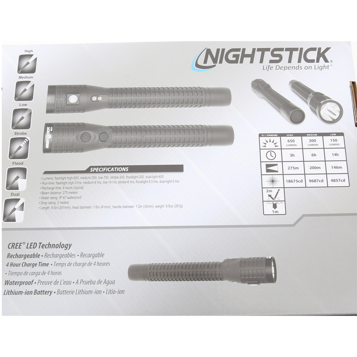 Nightstick Xtreme Duty/Personal Rechargeable Dual-Light Flashlight 650 Lumen NSR9924XL View 17