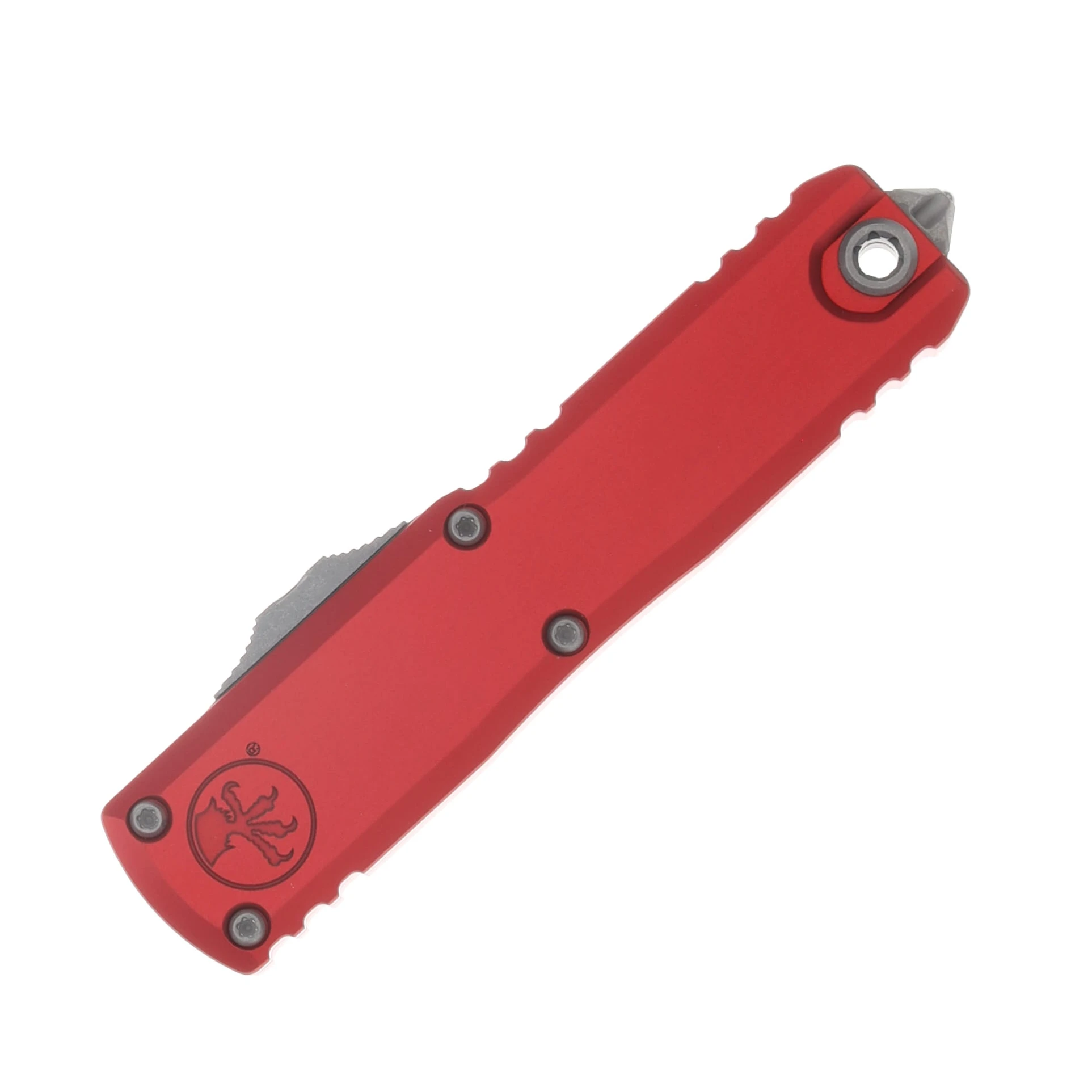 Microtech UTX-85 OTF Automatic Knife Full Serrated Apocalyptic T/E Red AUMT1233412APRD View 3