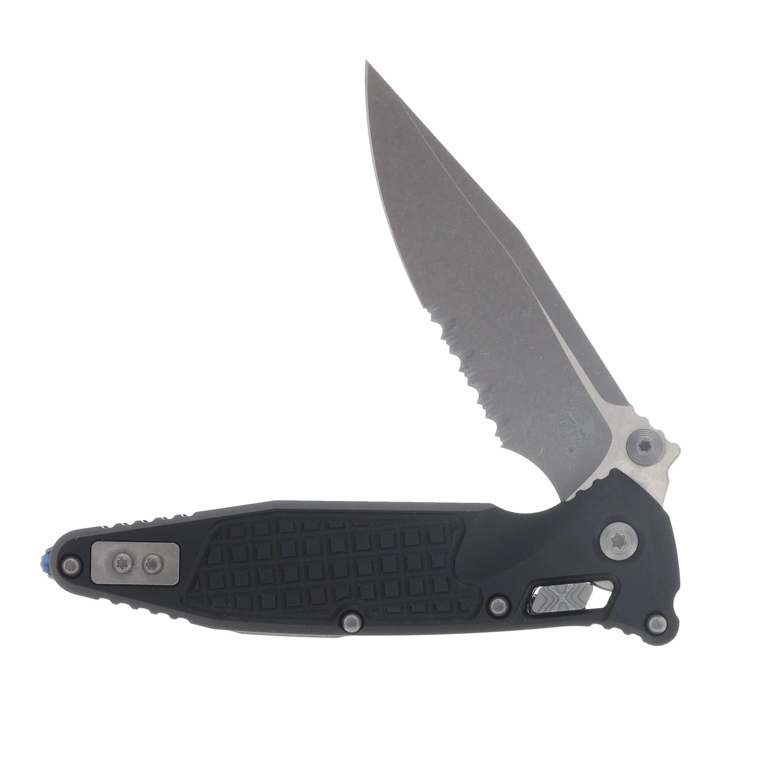 Microtech SOCOM RAM-LOK Folding Knife Partially Serrated Apocalyptic S/E Frag Black MT160RL11APFR View 3