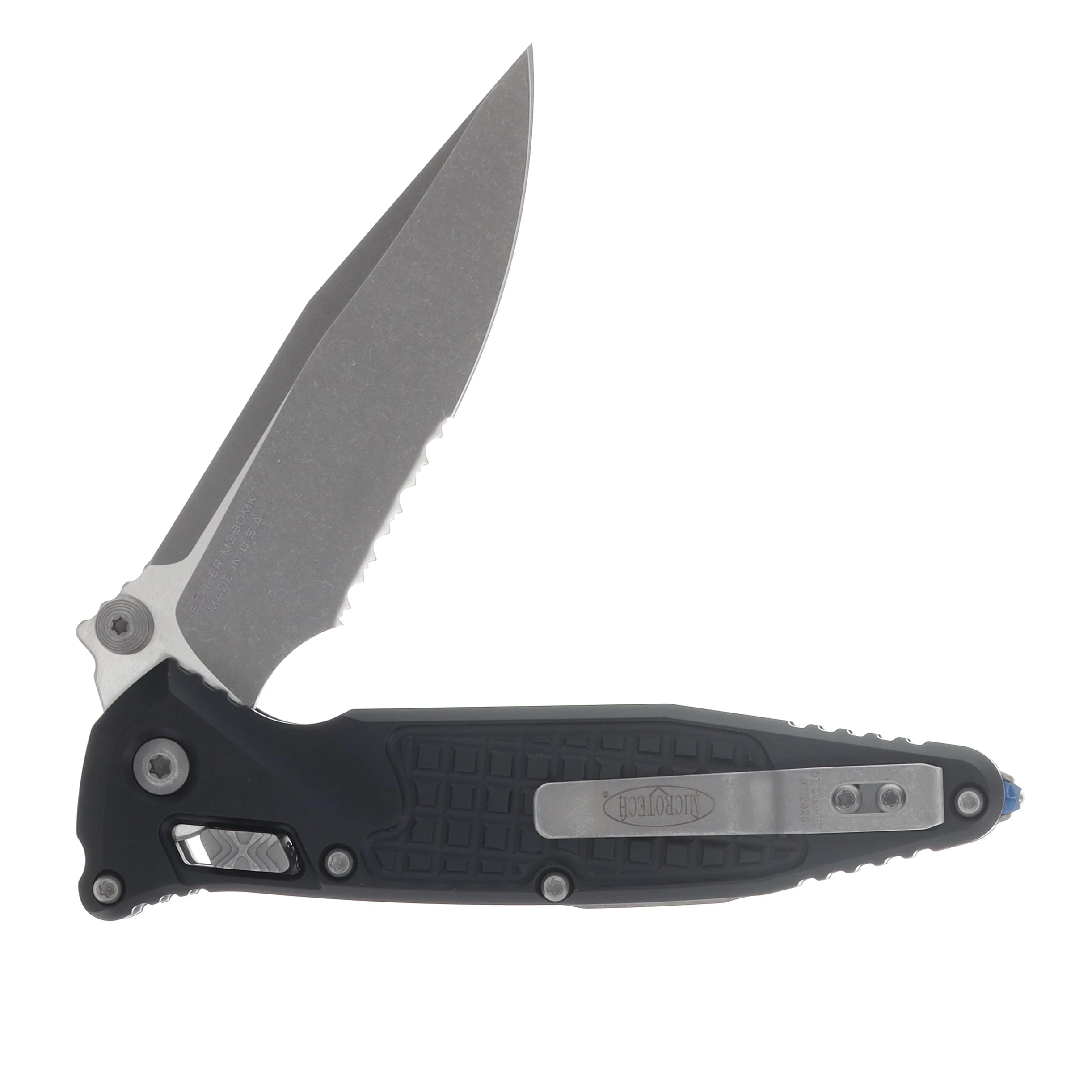 Microtech SOCOM RAM-LOK Folding Knife Partially Serrated Apocalyptic S/E Frag Black MT160RL11APFR View 4