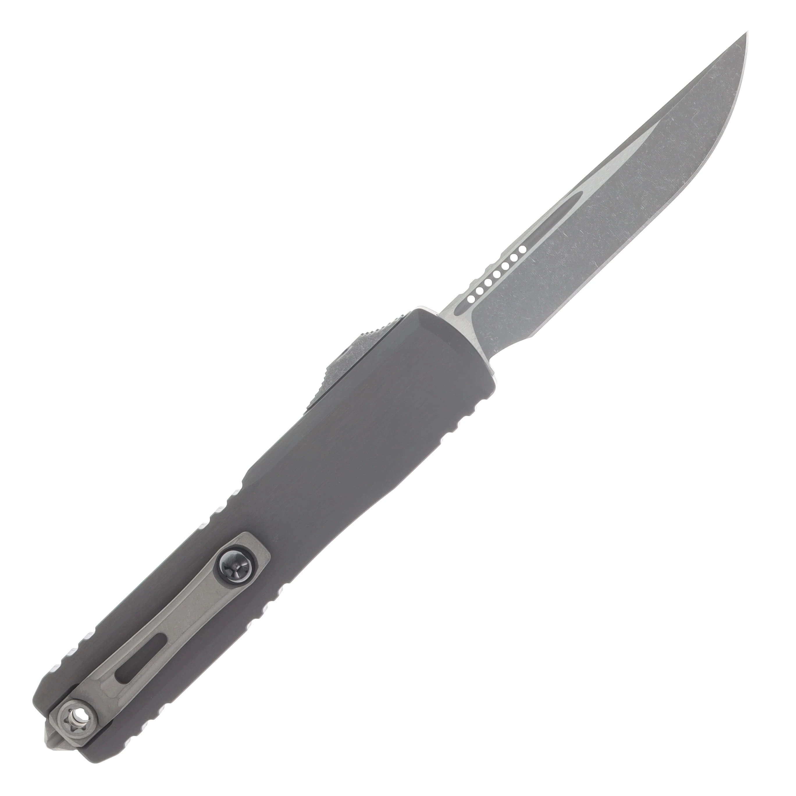 Microtech Ultratech Gen IV OTF Automatic Apocalyptic S/E Natural Clear Aluminum AUMT1121410APNC View 2