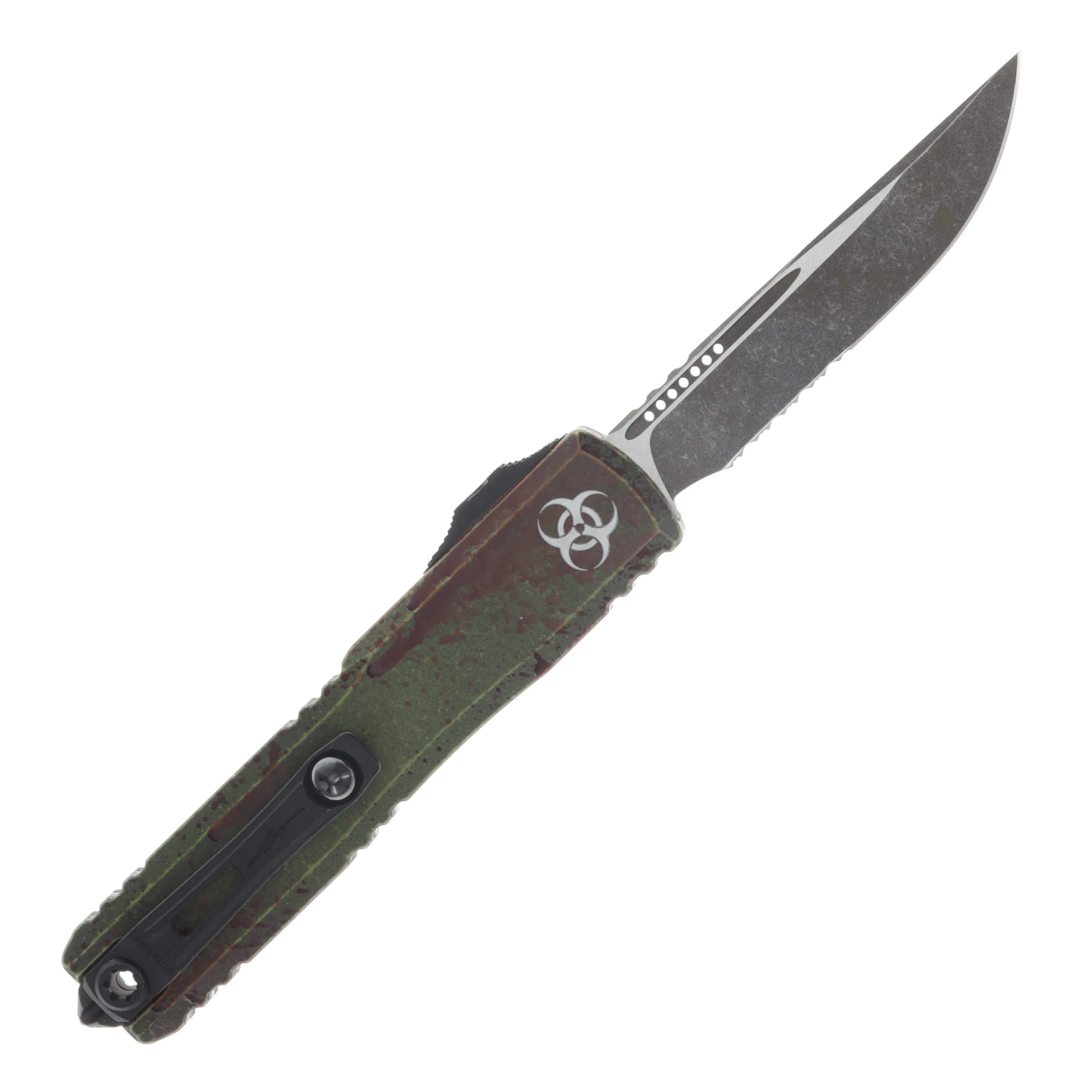 Microtech Ultratech Gen IV Signature Series OTF Automatic Partially Serrated Outbreak S/E AUMT112142OBDS View 2